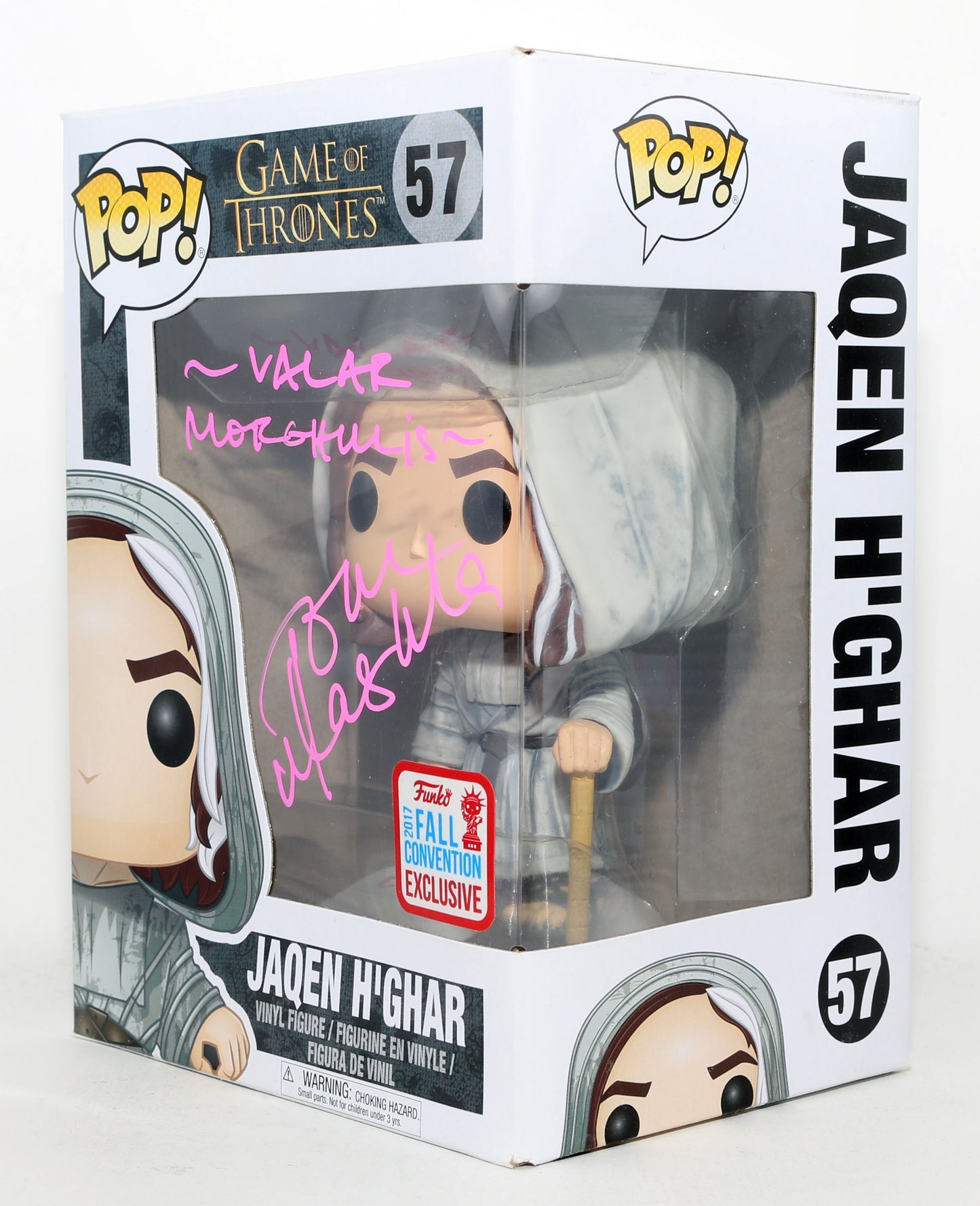 
                  
                    Tom Wlaschiha as Jaqen H'Ghar in Game of Thrones 2017 Convention Exclusive Signed Funko POP! #57 with Quote
                  
                