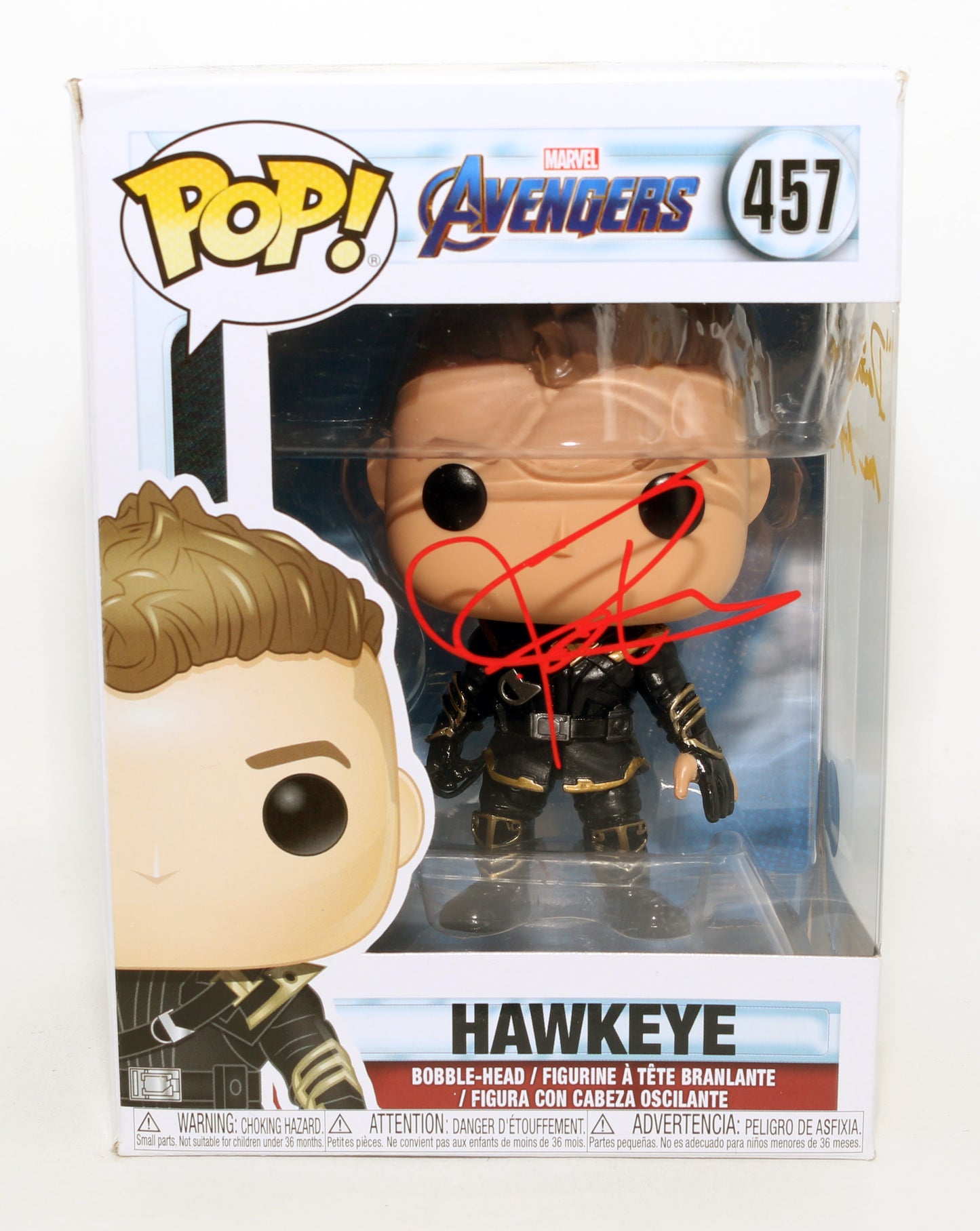 
                  
                    Jeremy Renner as Hawkeye in Avengers: Endgame (Beckett Witnessed) Signed Funko POP! #457 with Quote
                  
                