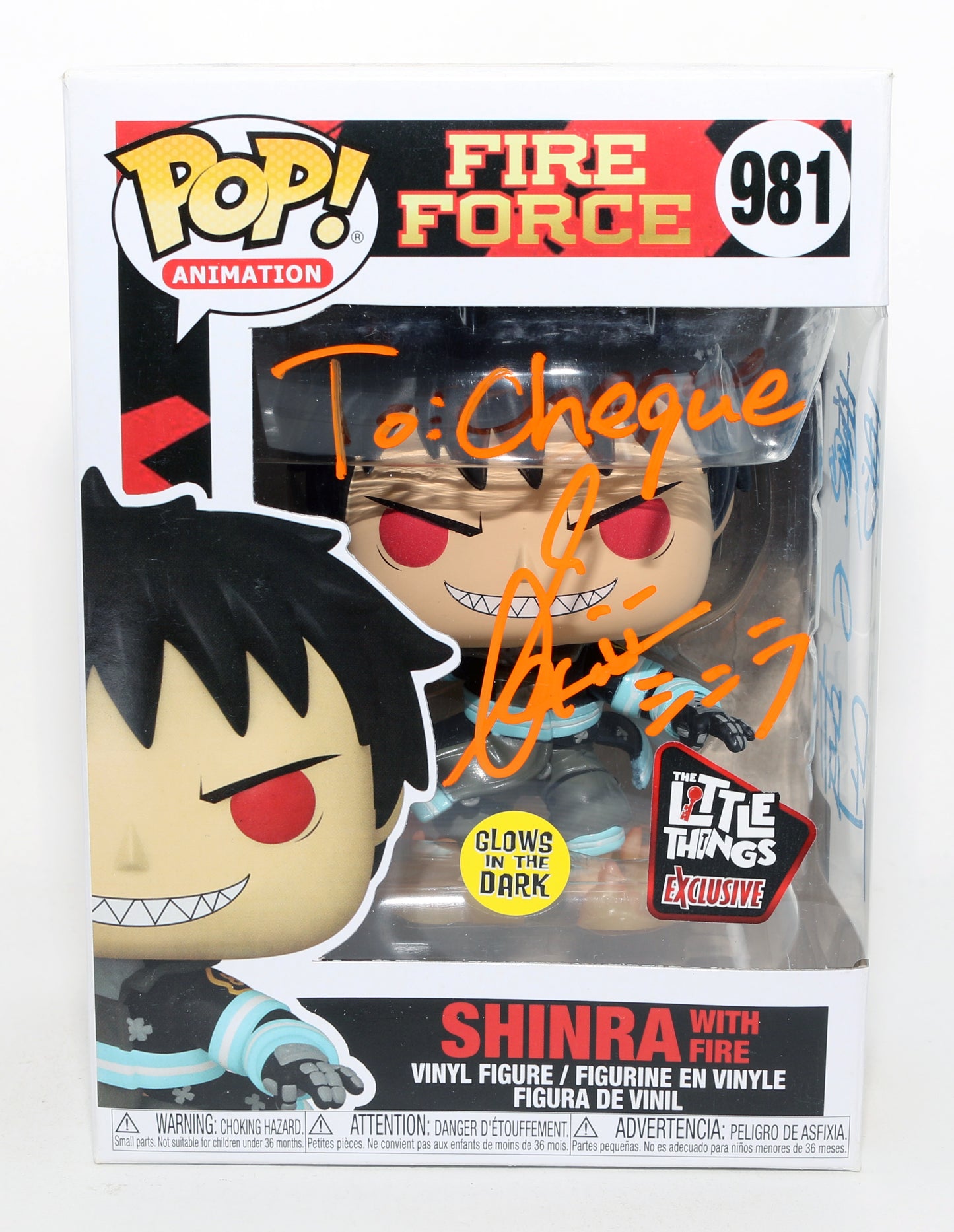 
                  
                    Gakuto Kajiwara as Shinra with Fire in Fire Force GITD Little Things Exclusive Signed Funko POP! #981 with Quote
                  
                