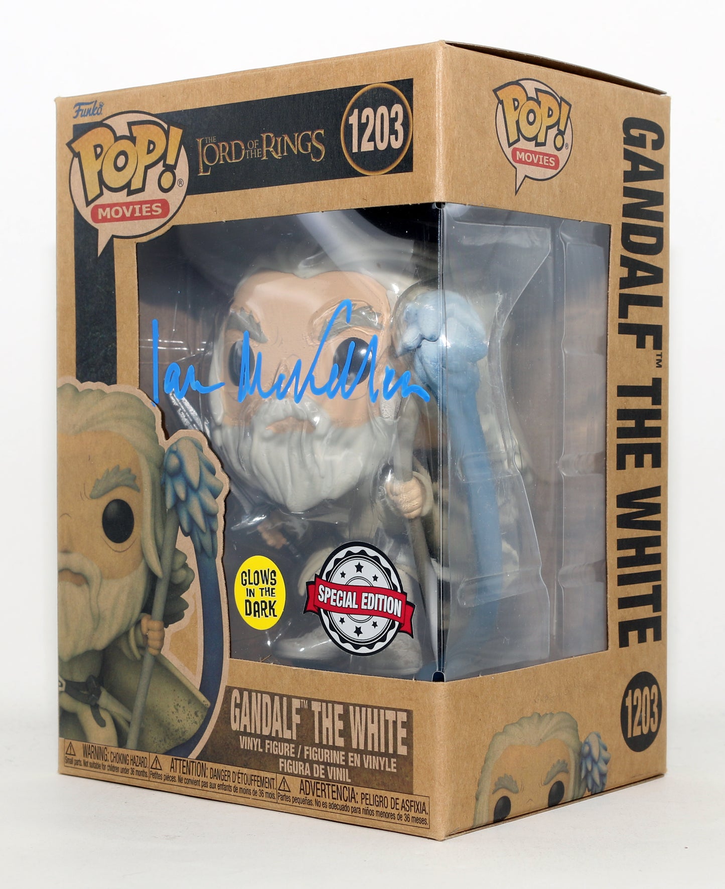 
                  
                    Ian McKellen as Gandalf the White in The Lord of the Rings: The Return of the King GITD Special Edition Signed Funko POP! #1203
                  
                