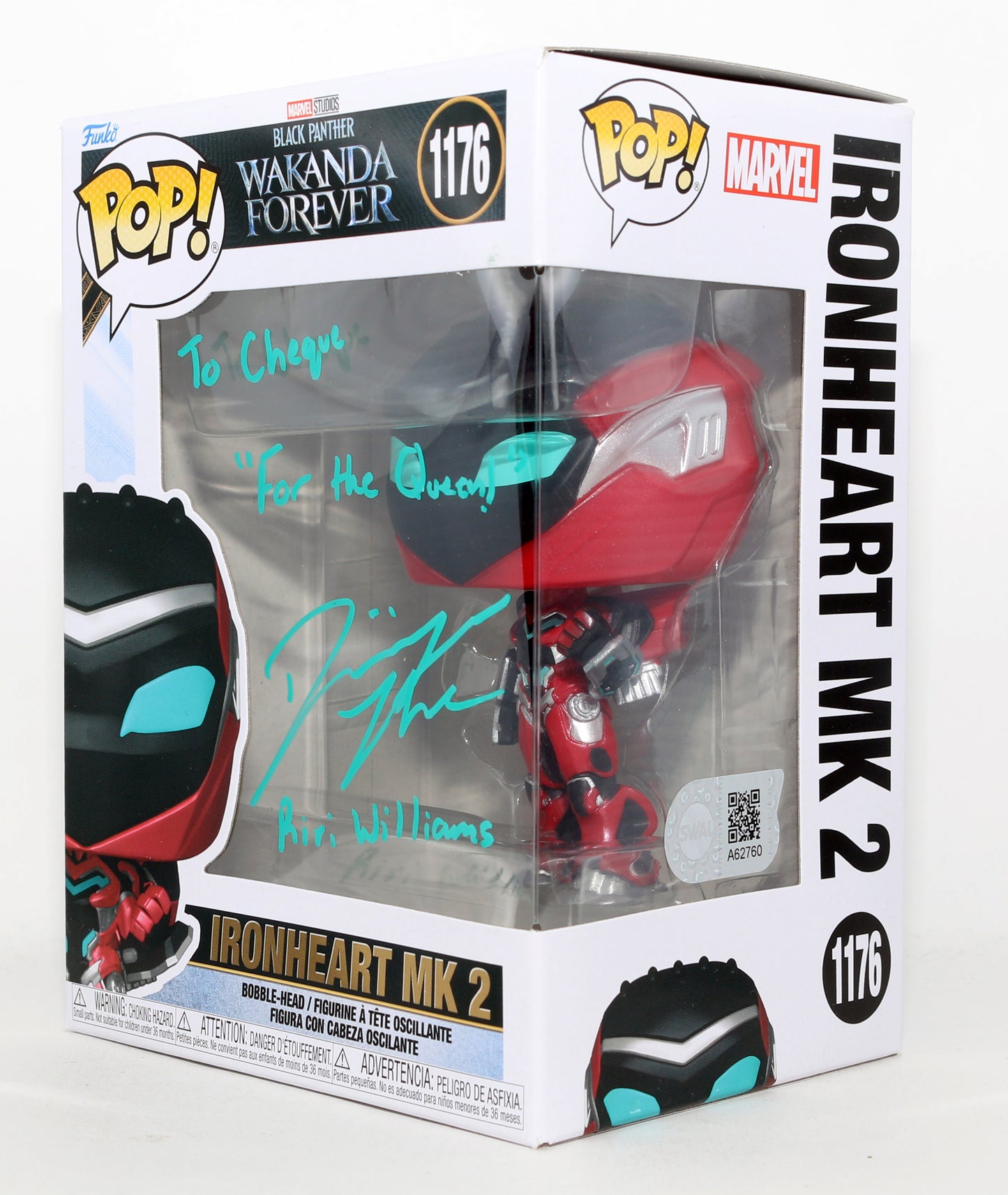 
                  
                    Dominique Thorne as Ironheart in Black Panther: Wakanda Forever (SWAU) Signed Funko POP! #1176 with Character Name & Quote
                  
                