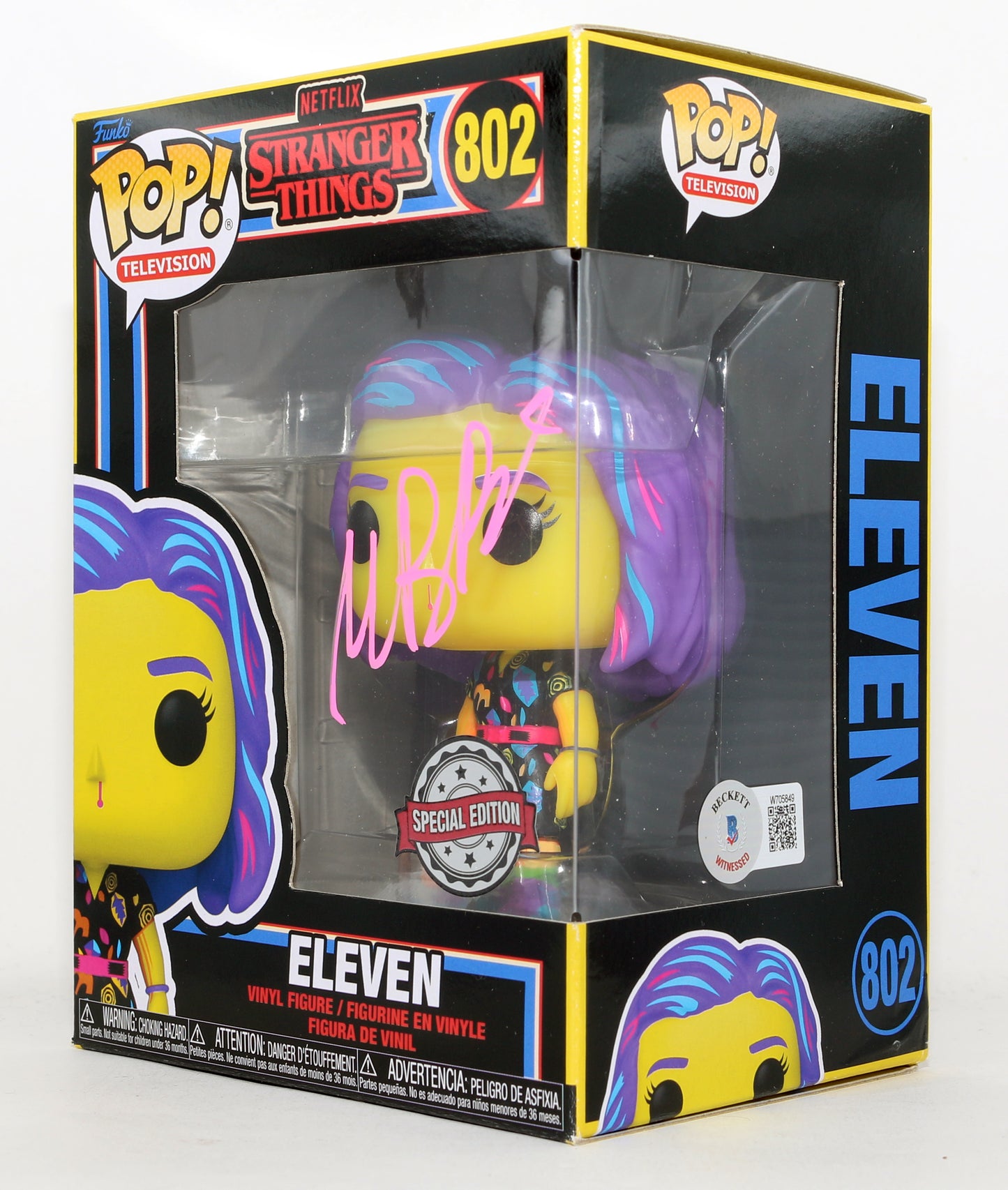 
                  
                    Millie Bobby Brown as Eleven in Stranger Things Blacklight Special Edition (Beckett) Signed Funko POP! #802
                  
                