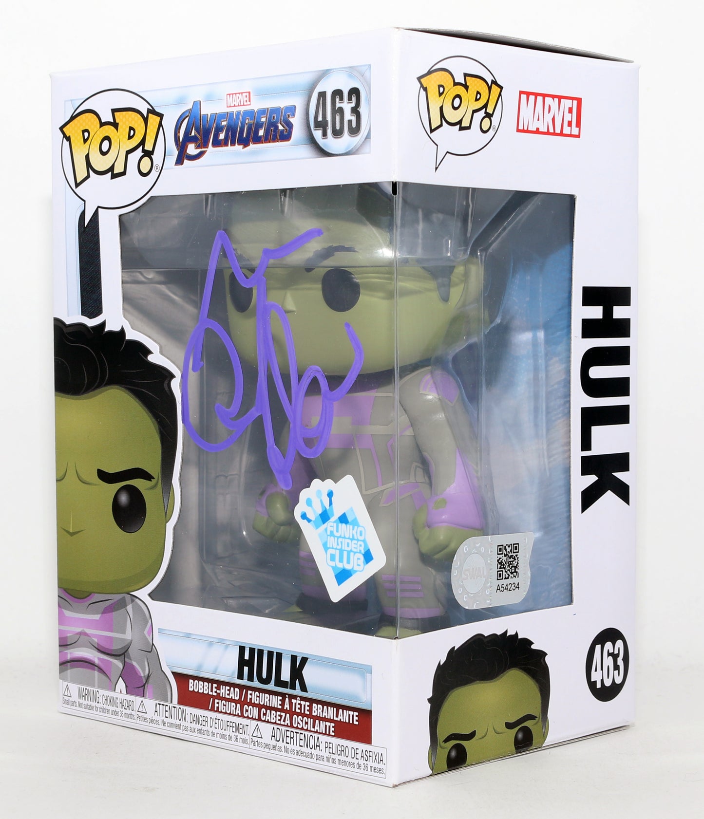
                  
                    Mark Ruffalo as Hulk in Avengers: Endgame Funko Insider Club Exclusive (SWAU) Signed Funko POP! #463
                  
                