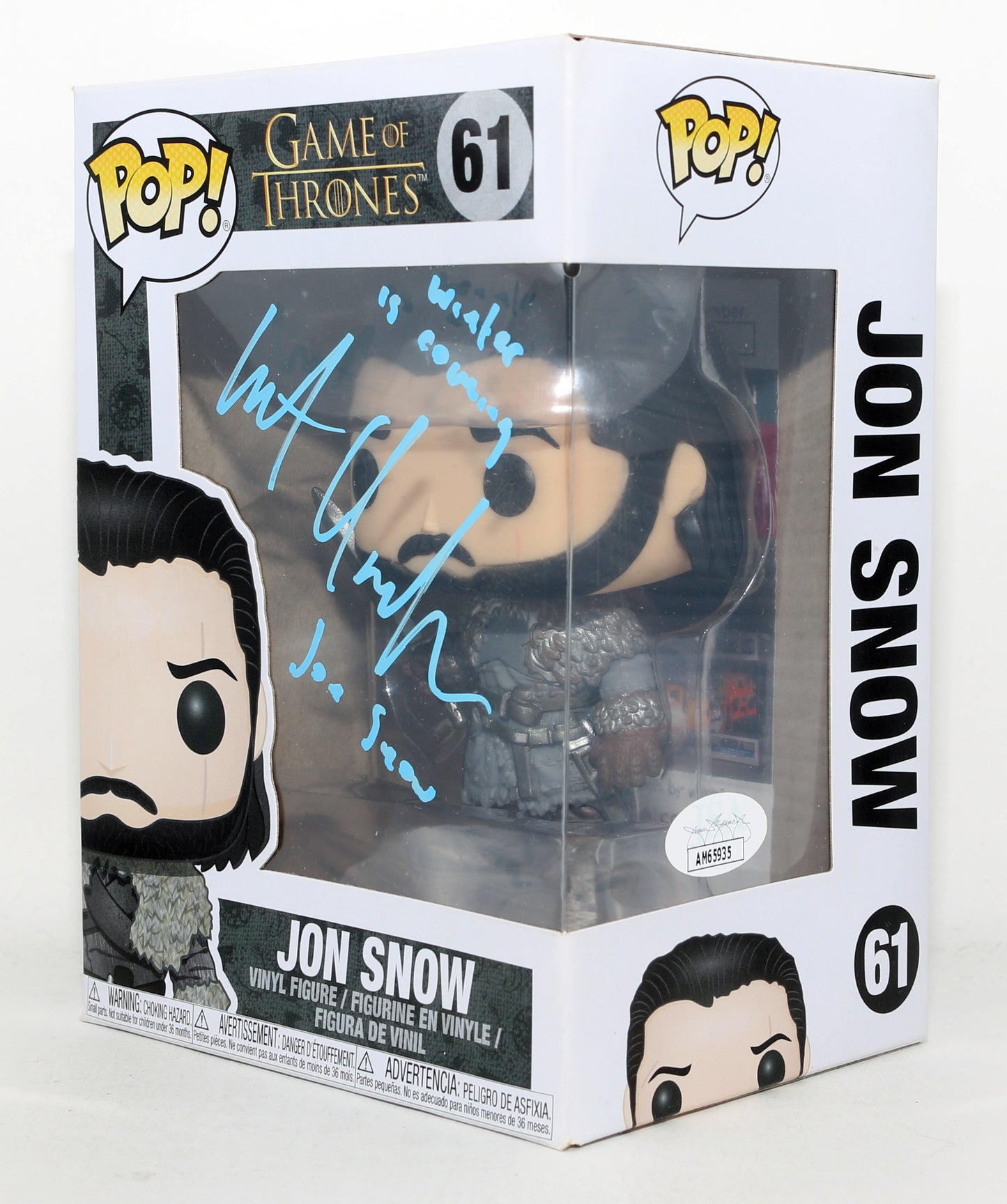 
                  
                    Kit Harington as Jon Snow in Game of Thrones (JSA) Signed Funko POP! #61 with Character Name & Quote
                  
                