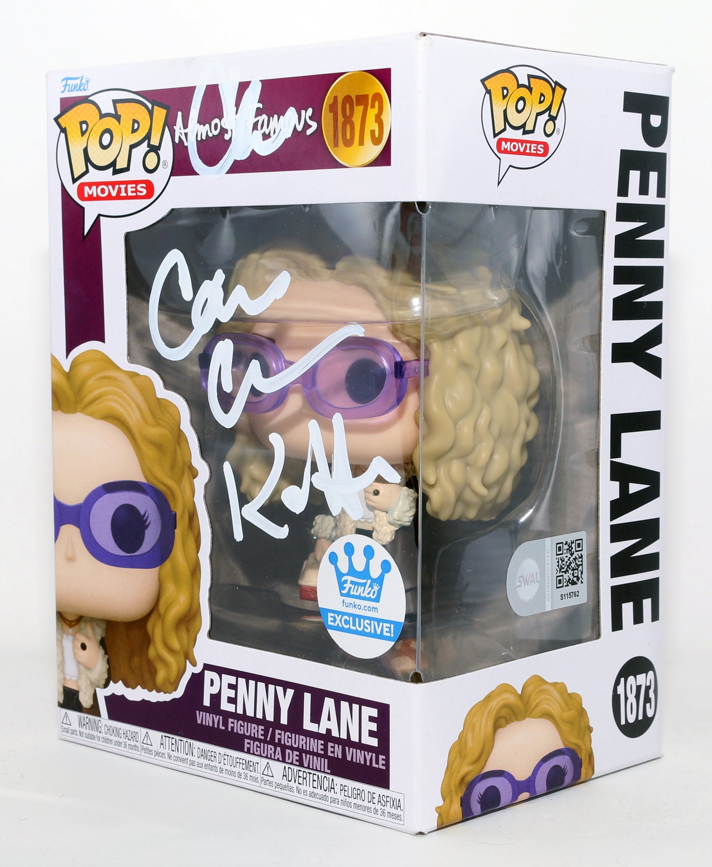 
                  
                    Kate Hudson as Penny Lane & Director Cameron Crowe in Almost Famous Funko Store Exclusive (SWAU) Signed Funko POP! #1873
                  
                