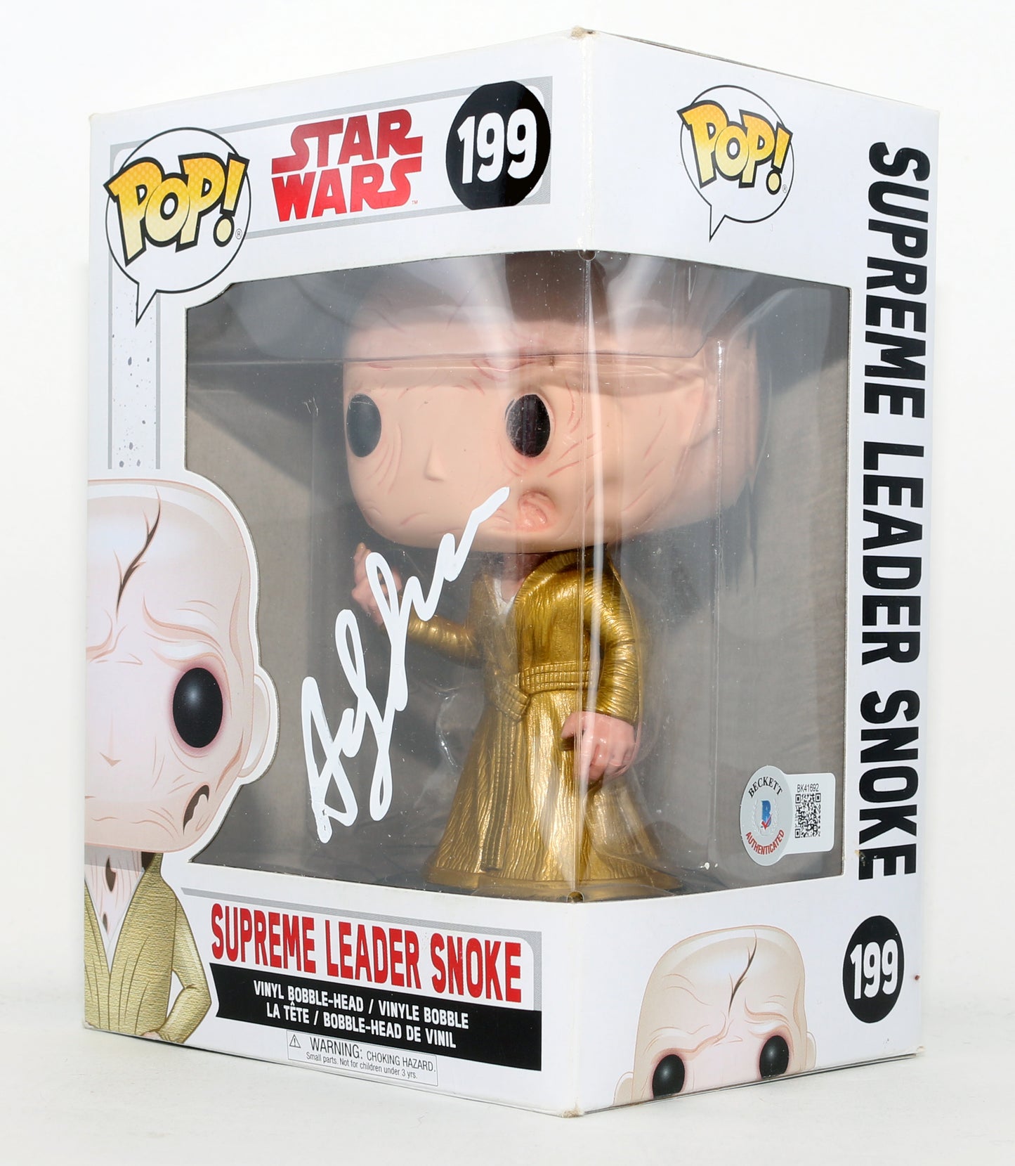 
                  
                    Andy Serkis as Supreme Leader Snoke in Star Wars: The Last Jedi (Beckett) Signed Funko POP! #199
                  
                