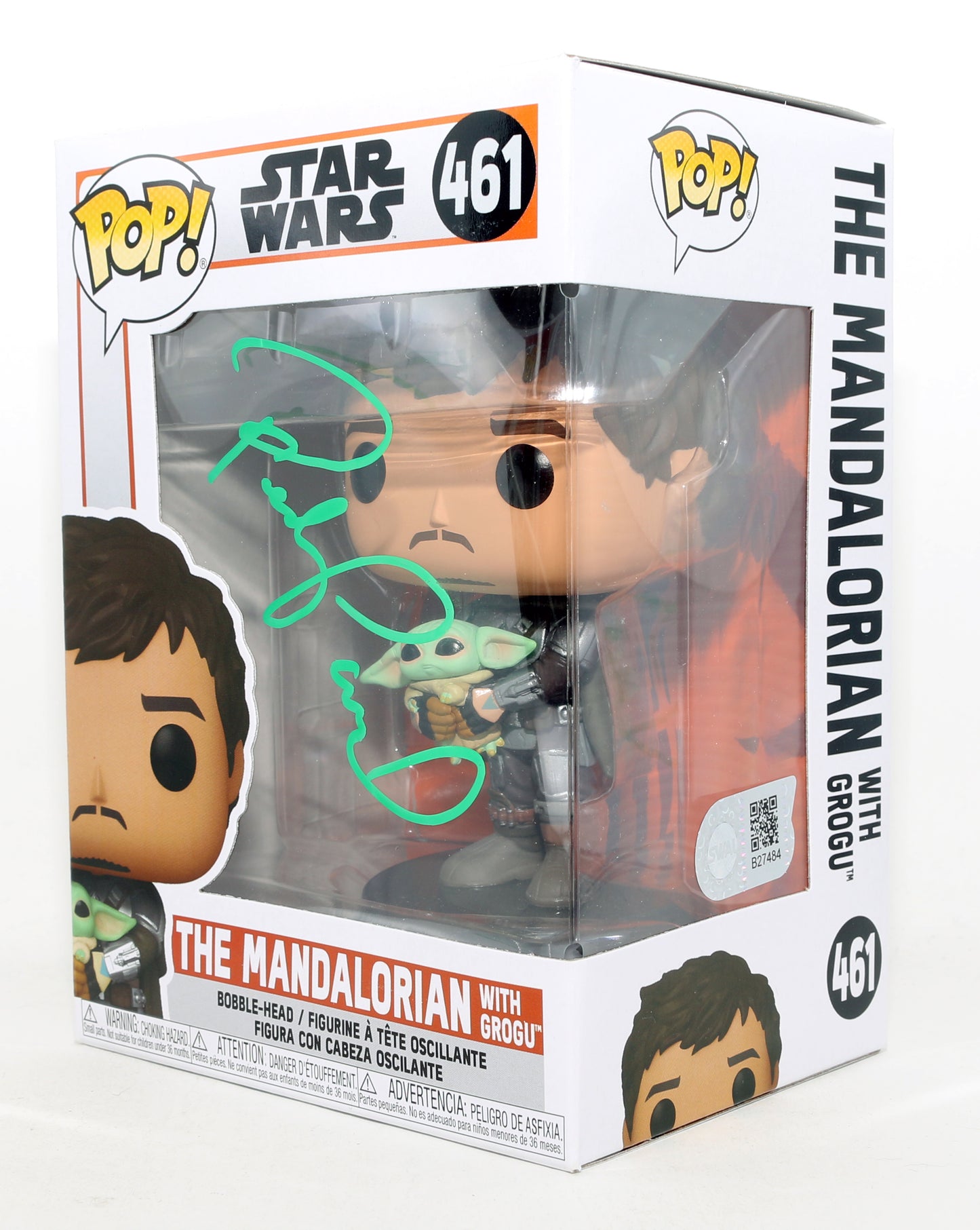 
                  
                    Pedro Pascal as The Mandalorian Unmasked with Grogu in Star Wars: The Mandalorian (SWAU) Signed Funko POP! #461
                  
                