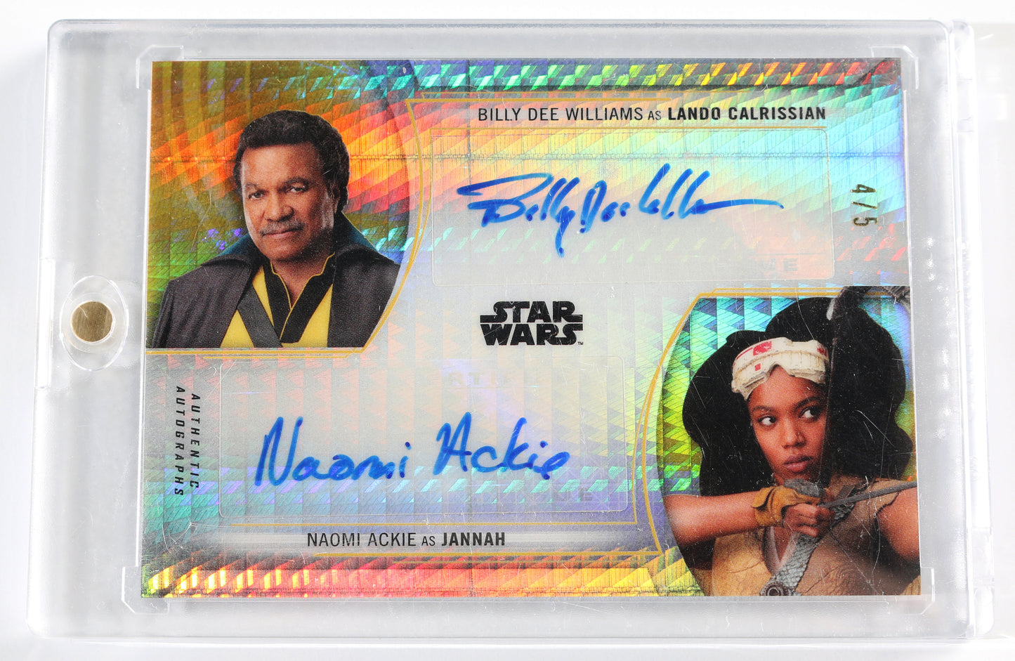 
                  
                    Billy Dee Williams as Lando Calrissian & Naomi Ackie as Jannah in Star Wars: The Rise of Skywalker Signed Topps Trading Card
                  
                