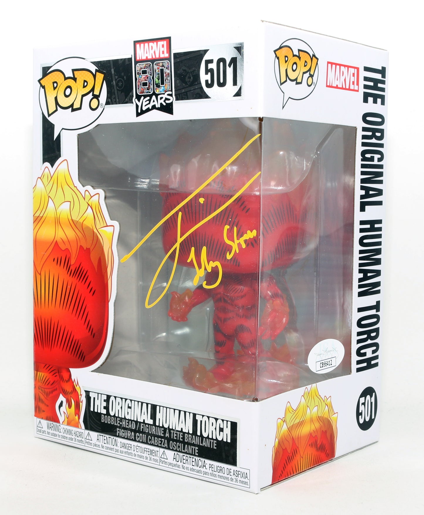 
                  
                    Joseph Quinn as Johnny Storm / Human Torch in The Fantastic Four: First Steps (JSA) Signed Funko POP! #501 with Character Name
                  
                