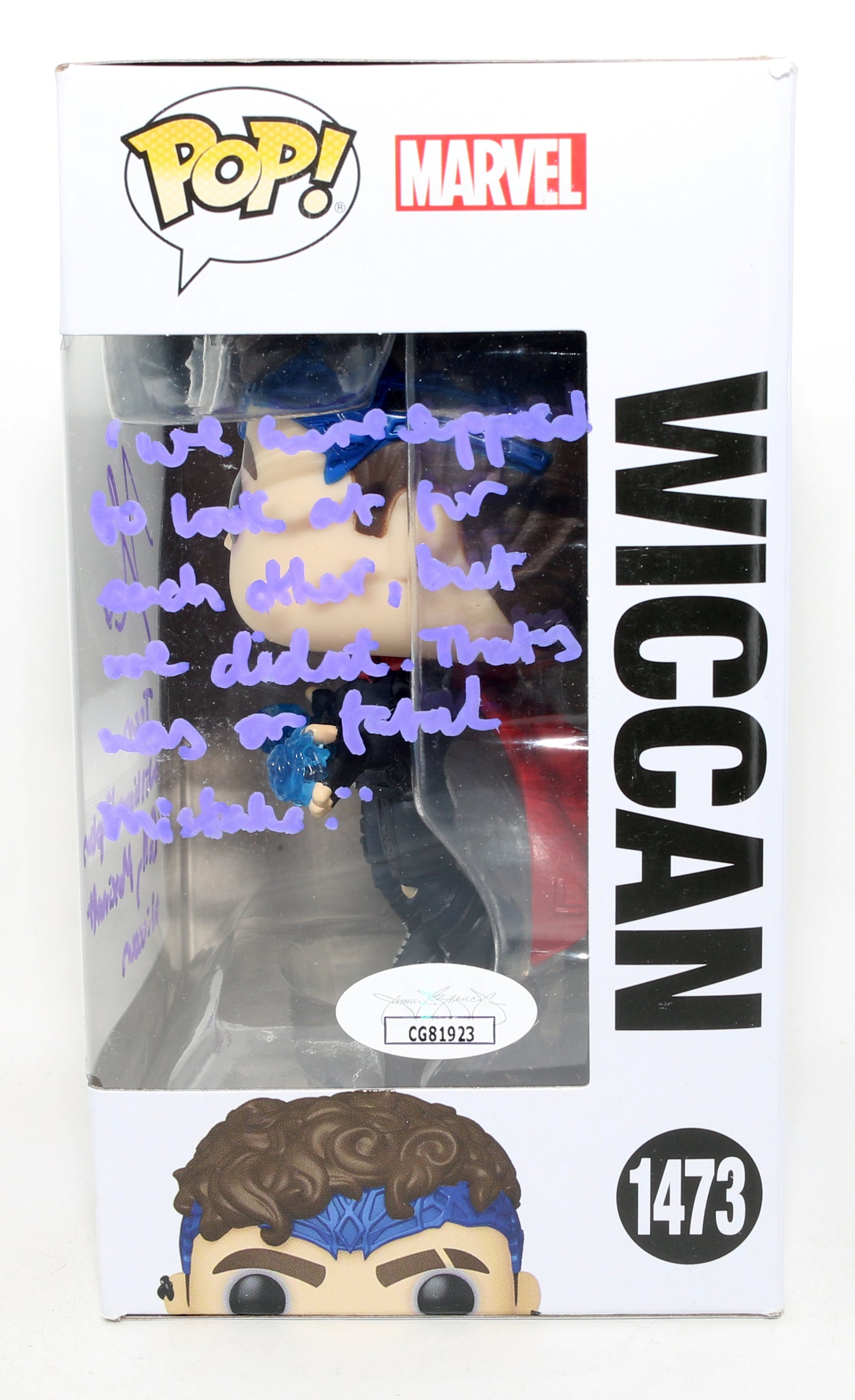 
                  
                    Joe Locke as Wiccan in Agatha All Along (JSA) Signed Funko POP! #1473 with Character Names & Quote
                  
                