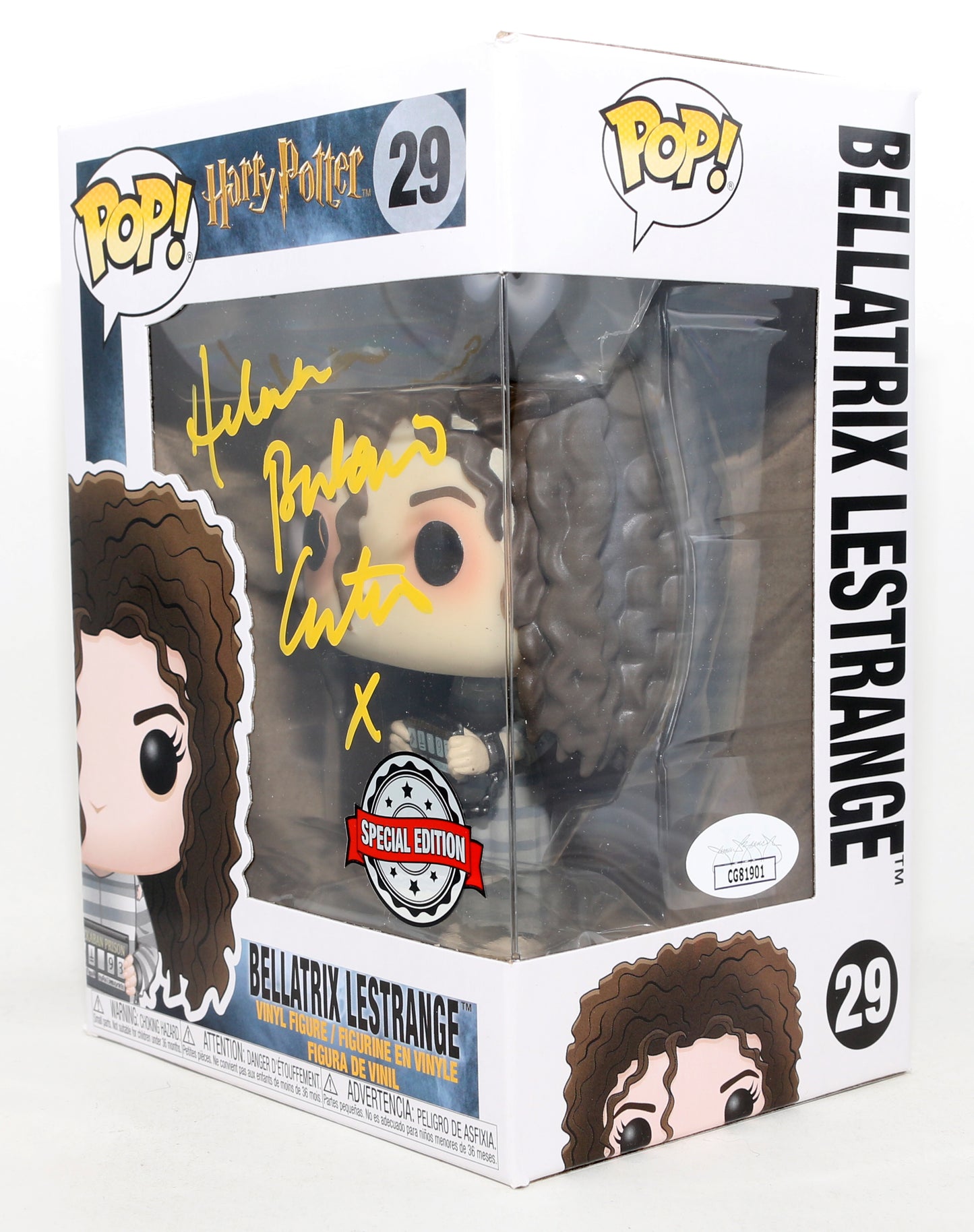 
                  
                    Helena Bonham Carter as Bellatrix LeStrange [Prison Outfit] in Harry Potter & The Prisoner of Azkaban Special Edition (JSA) Signed Funko POP! #29
                  
                