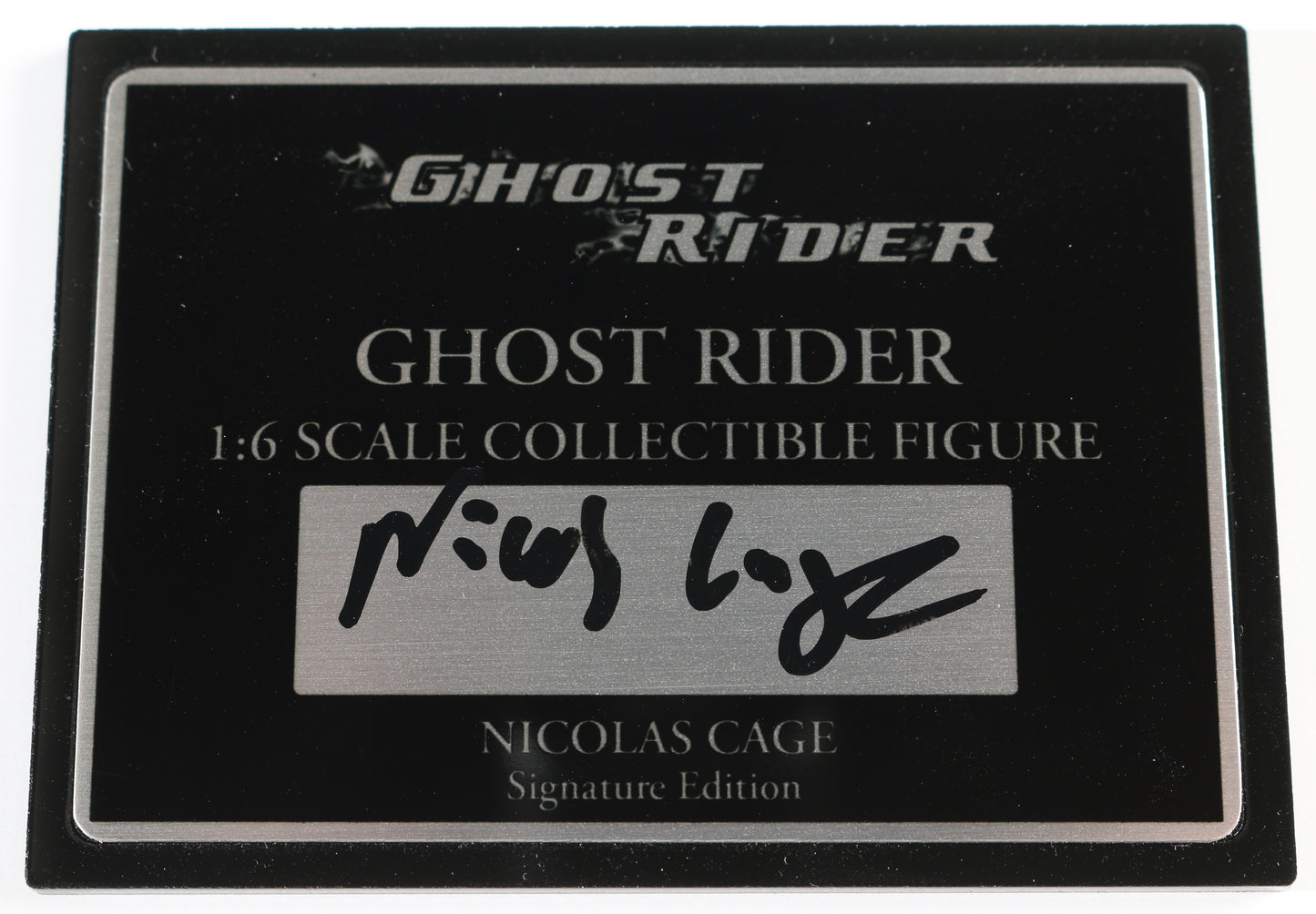 
                  
                    Nicolas Cage as Johnny Blaze in Ghost Rider (SWAU) Signed 1:6 Scale Collectible Figure Plaque
                  
                