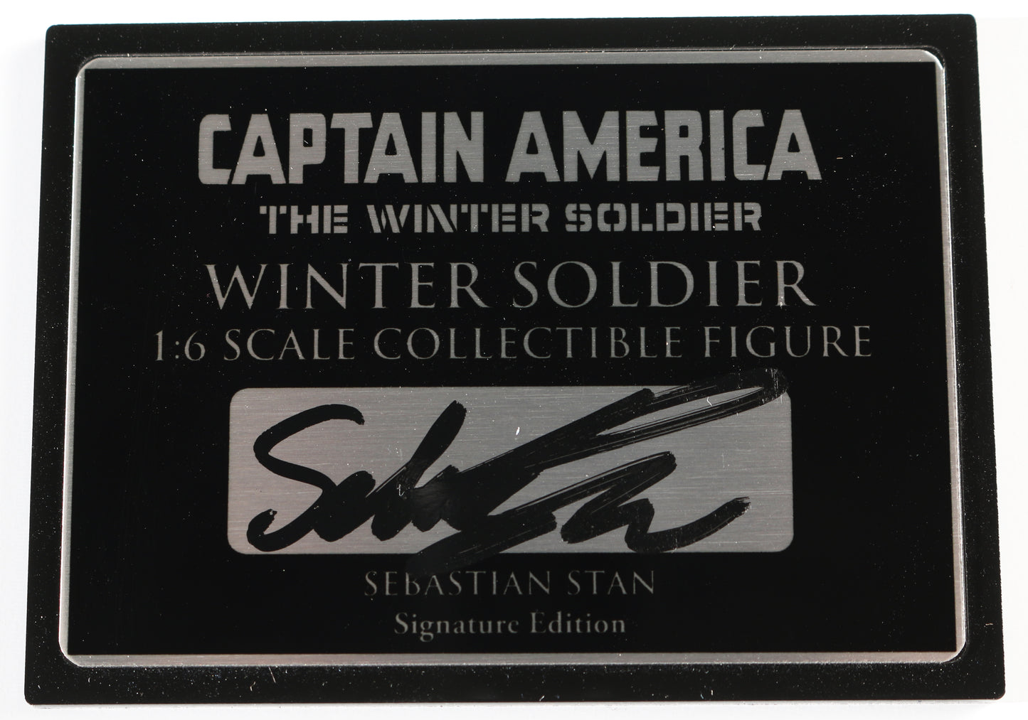 
                  
                    Sebastian Stan as Bucky Barnes / Winter Soldier in Captain America: The Winter Soldier (SWAU) Signed 1:6 Scale Collectible Figure Plaque
                  
                