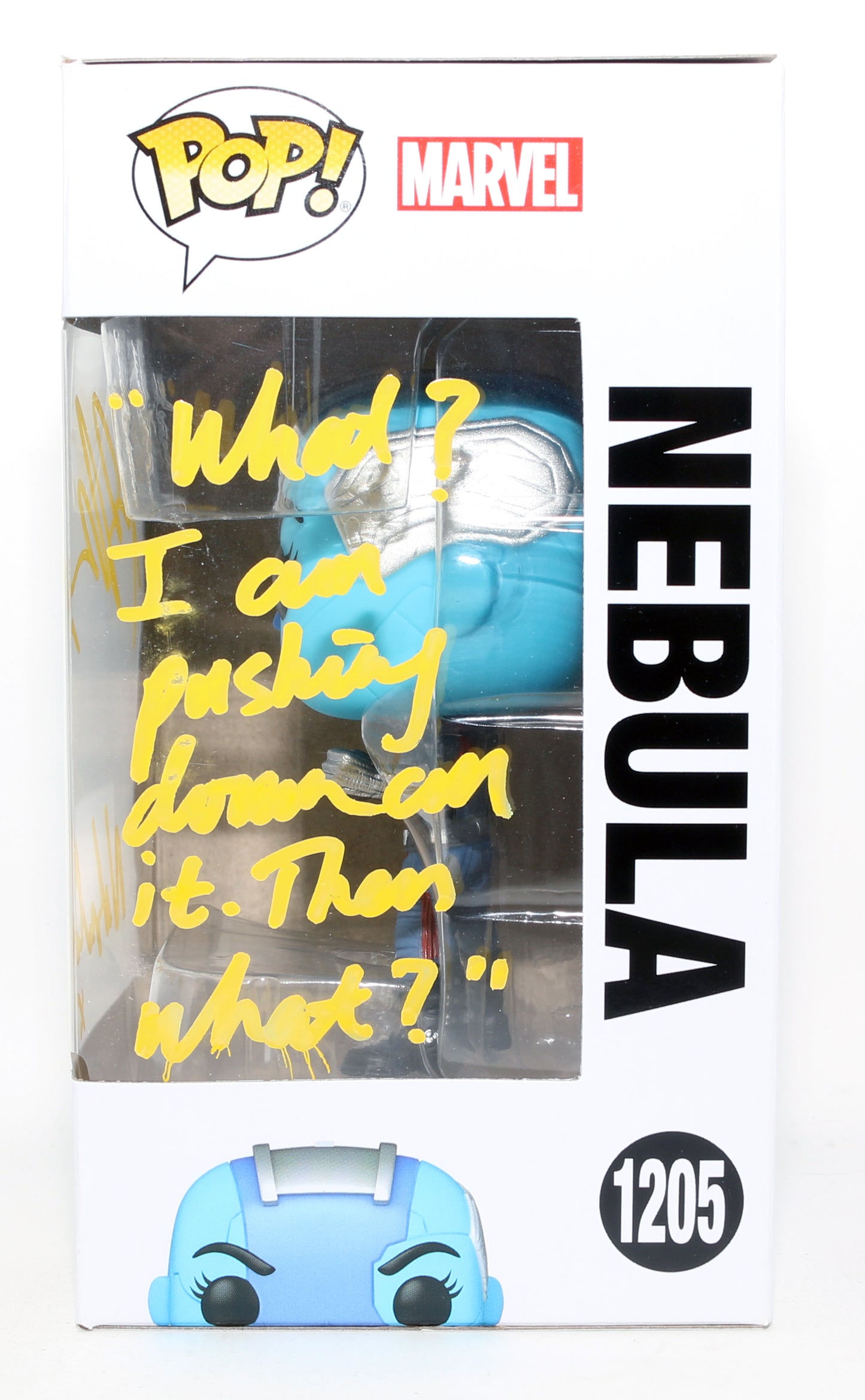 
                  
                    Karen Gillan as Nebula in Guardians of the Galaxy Vol. 3 Signed Funko POP! #1205 with Character Name & Quote
                  
                