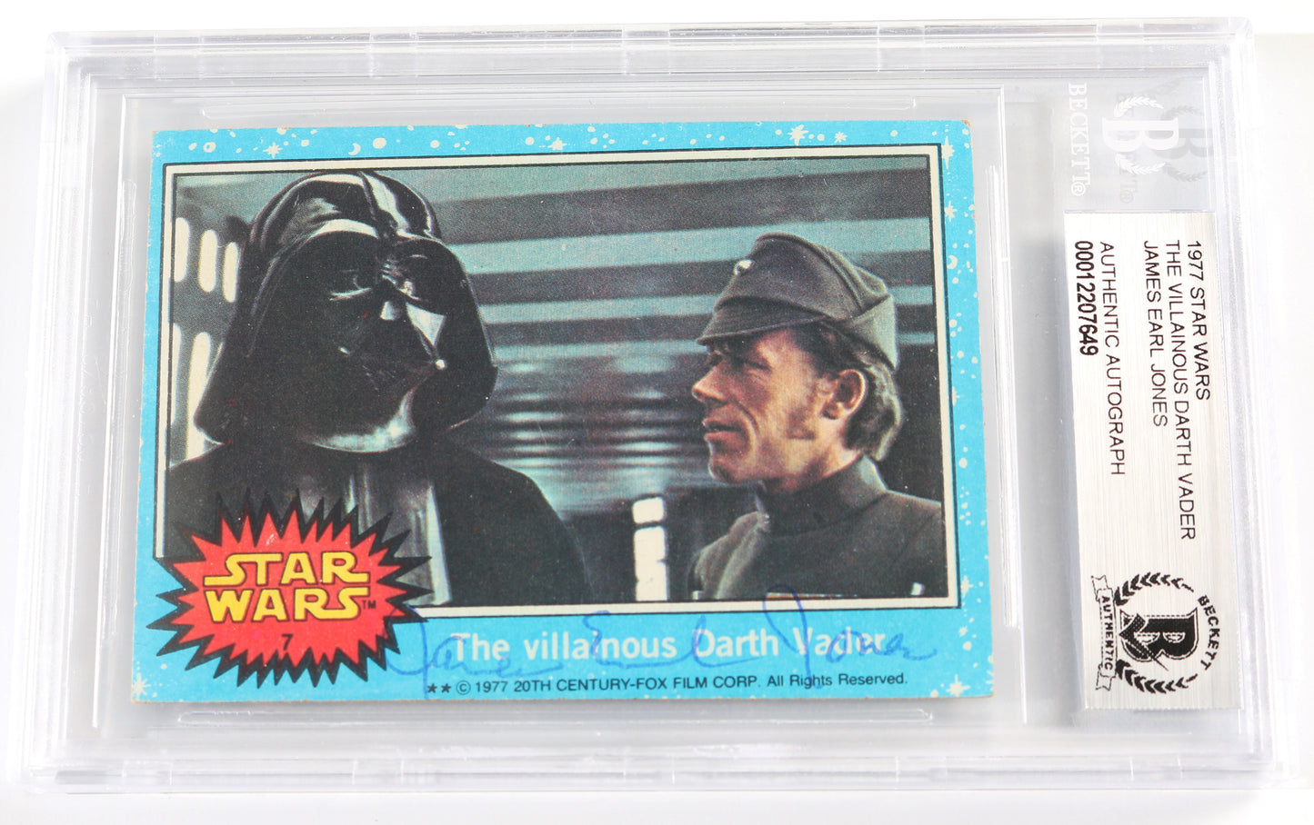 
                  
                    James Earl Jones as Darth Vader in Star Wars: A New Hope (Beckett Encapsulated) Signed Trading Card
                  
                