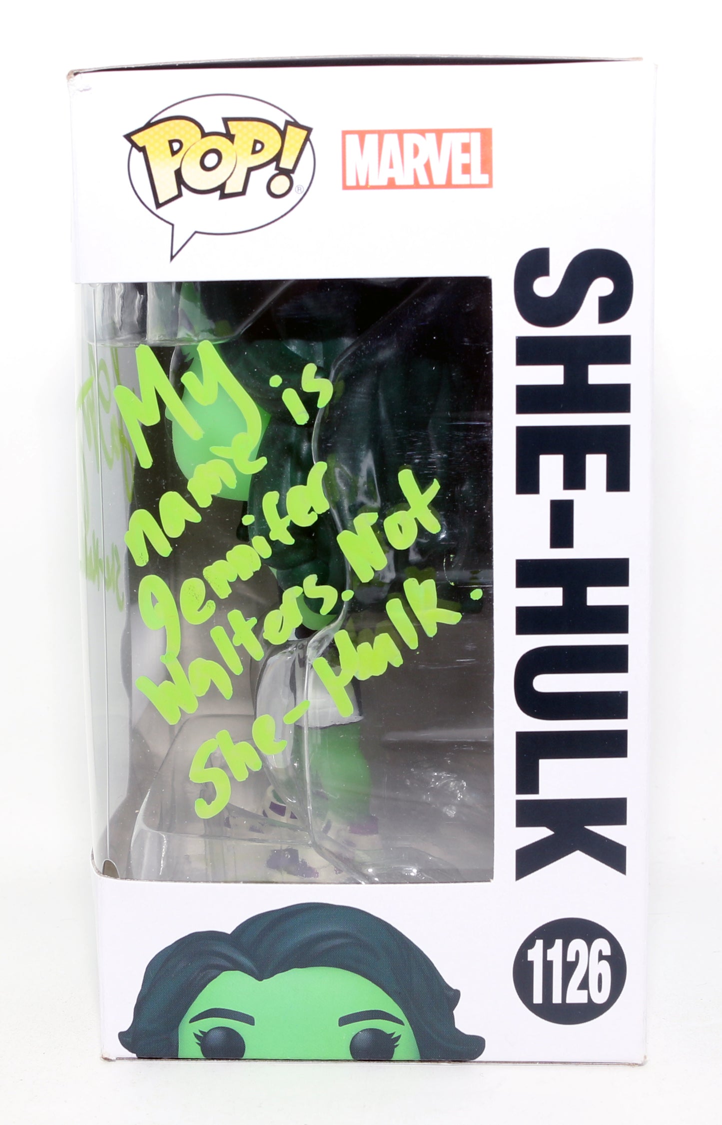 
                  
                    Tatiana Maslany as She-Hulk in She-Hulk: Attorney at Law Signed Funko POP! #1126 with Character Name & Quote
                  
                