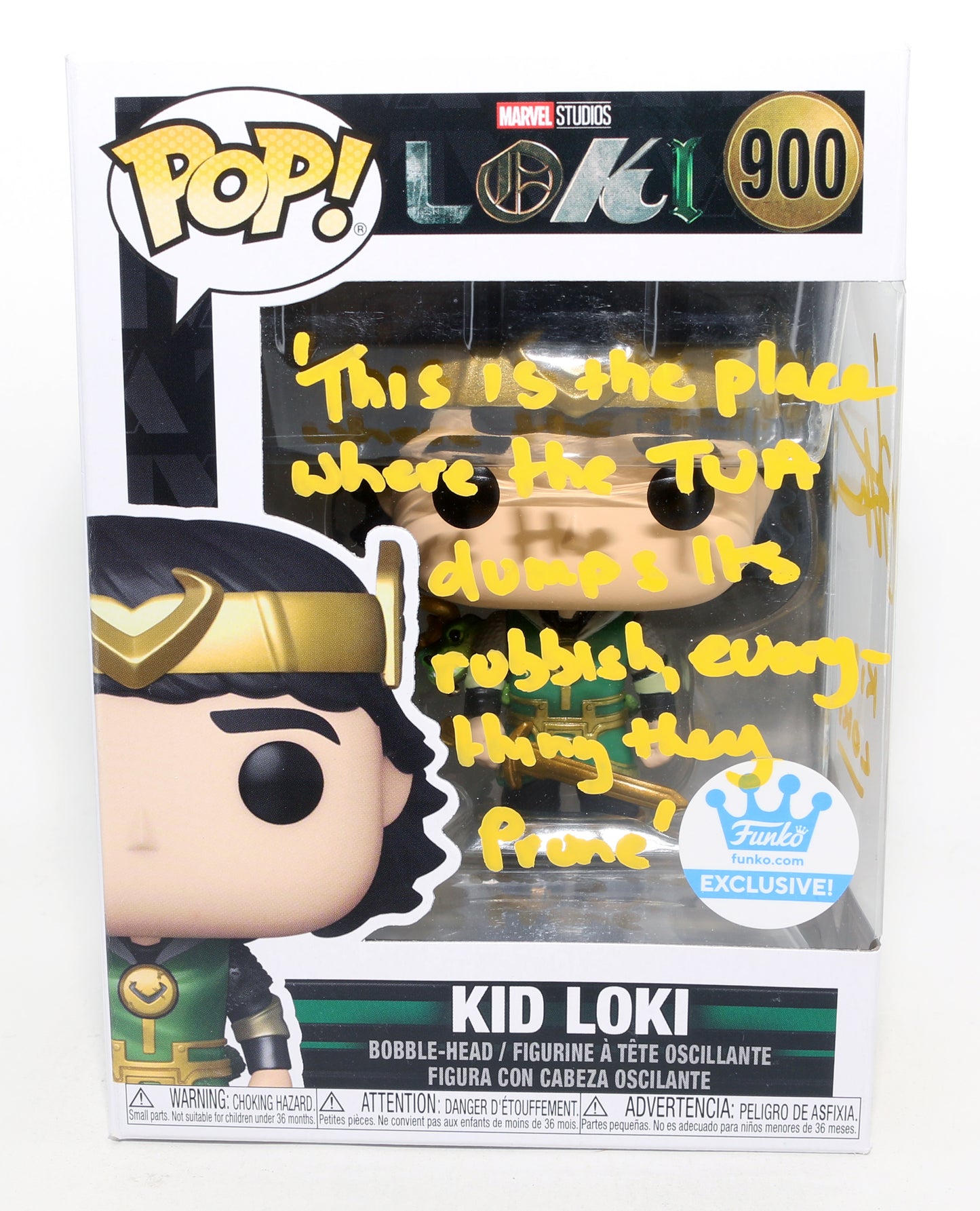 
                  
                    Jack Veal as Kid Loki in Loki Store Exclusive (JSA) Signed Funko POP! #900 with Character Name & Quote
                  
                