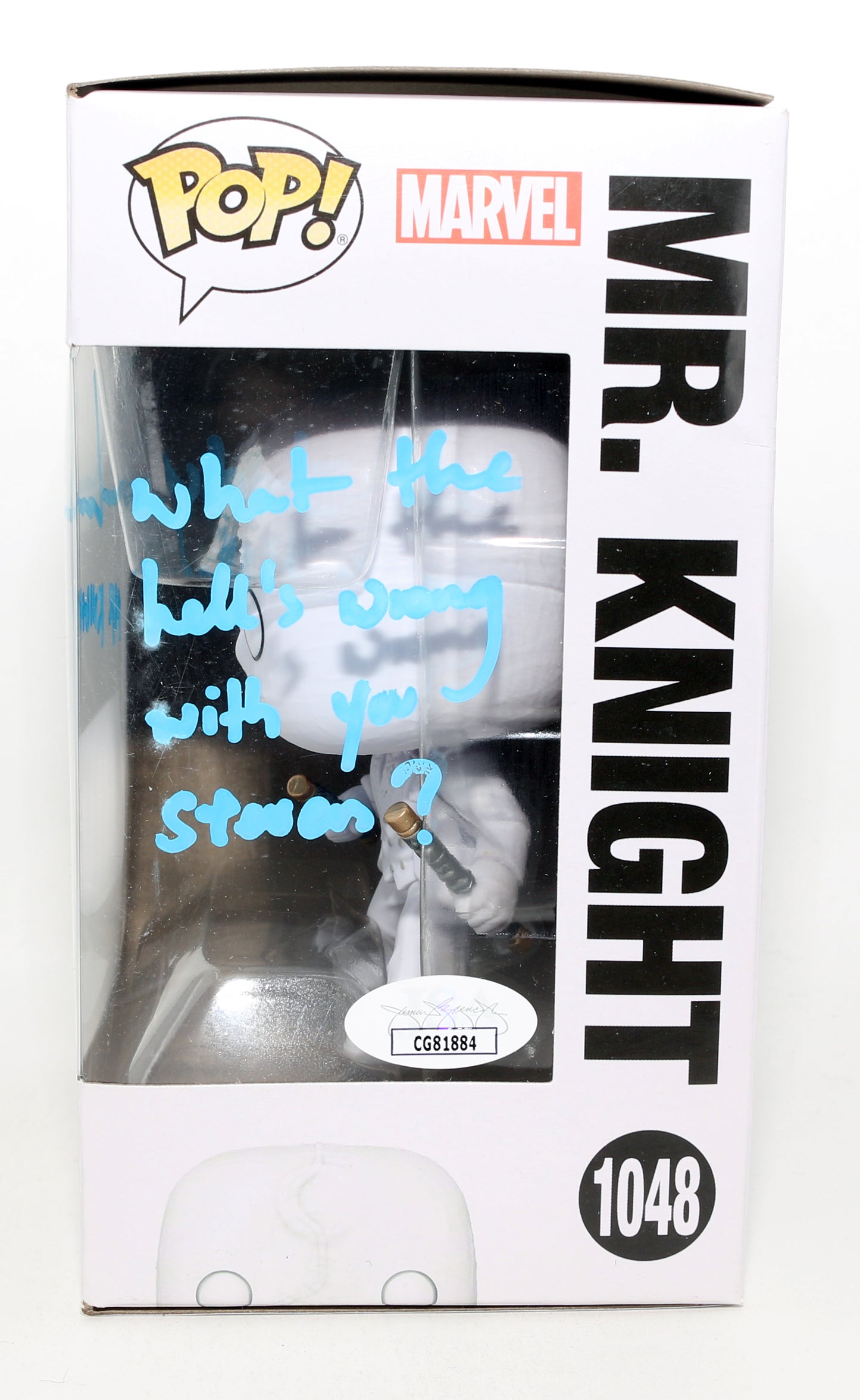 
                  
                    Oscar Isaac as Mr. Knight in Moon Knight (JSA) Signed Funko POP! #1048 with Character Name & Quote
                  
                