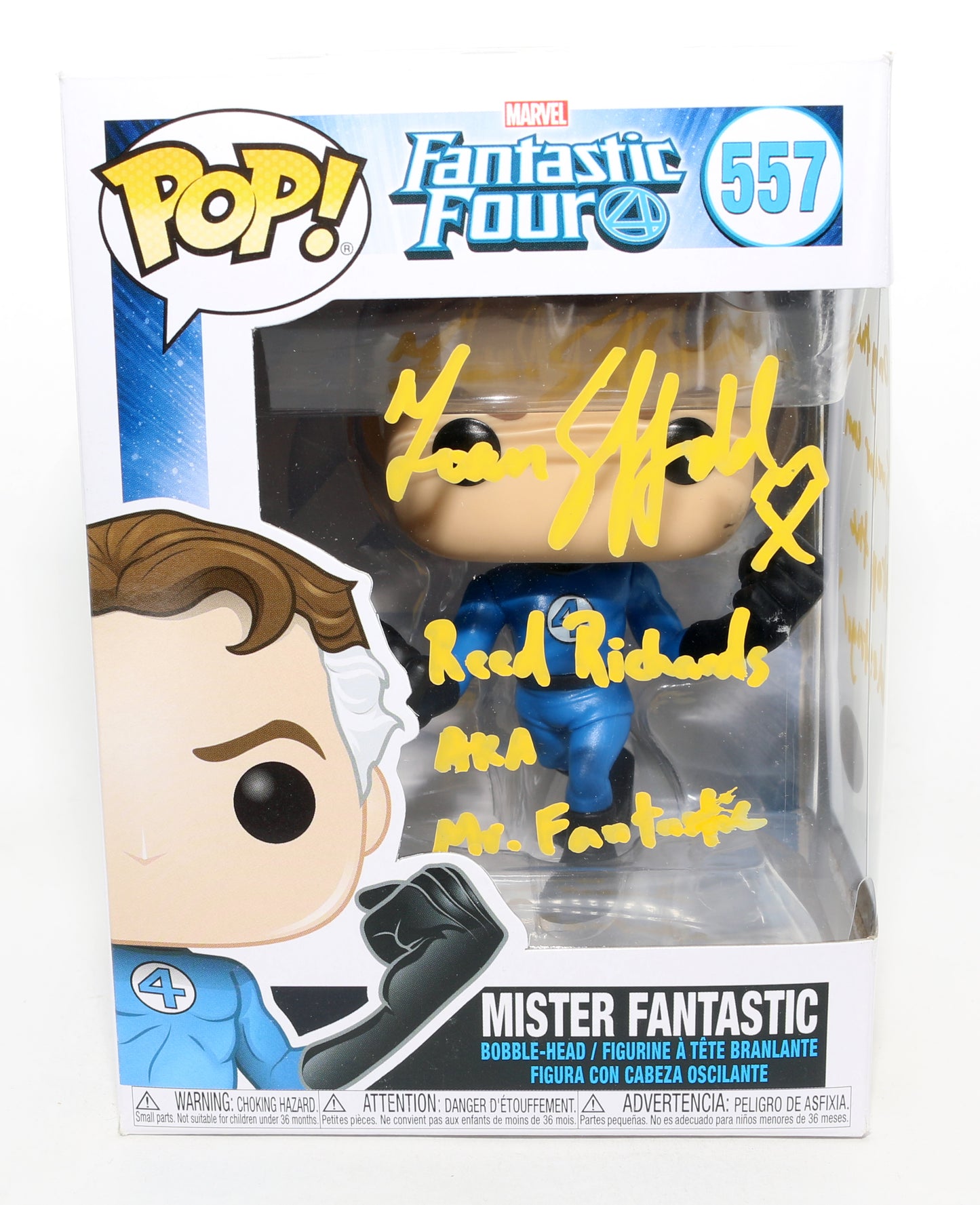 
                  
                    Ioan Gruffudd as Reed Richards / Mr. Fantastic in Fantastic Four (JSA) Signed Funko POP! #557 with Character Names & Quote
                  
                