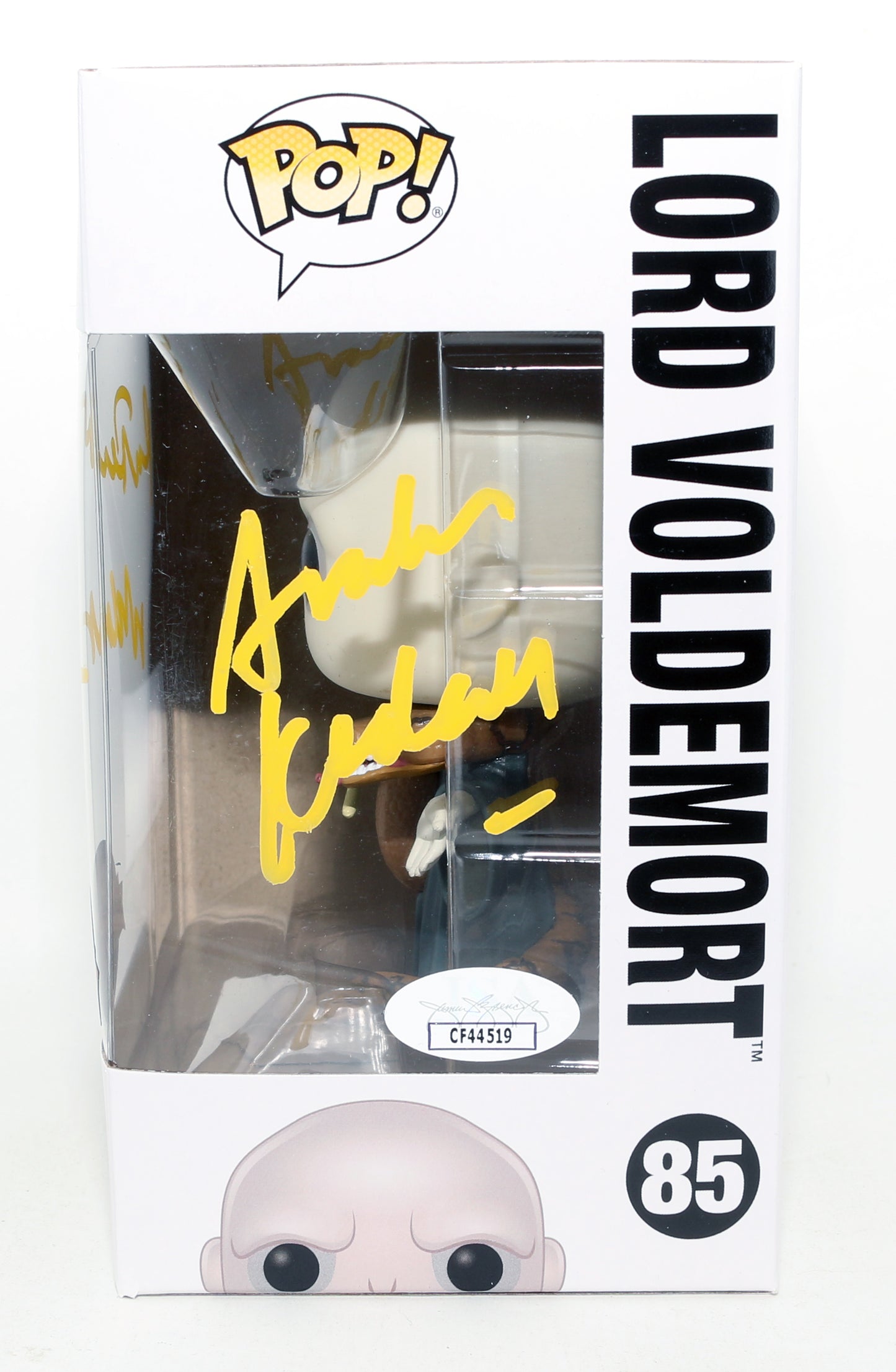 
                  
                    Ralph Fiennes as Lord Voldemort in Harry Potter Special Edition (JSA) Signed Funko POP! #85 with Character Name & Quote
                  
                