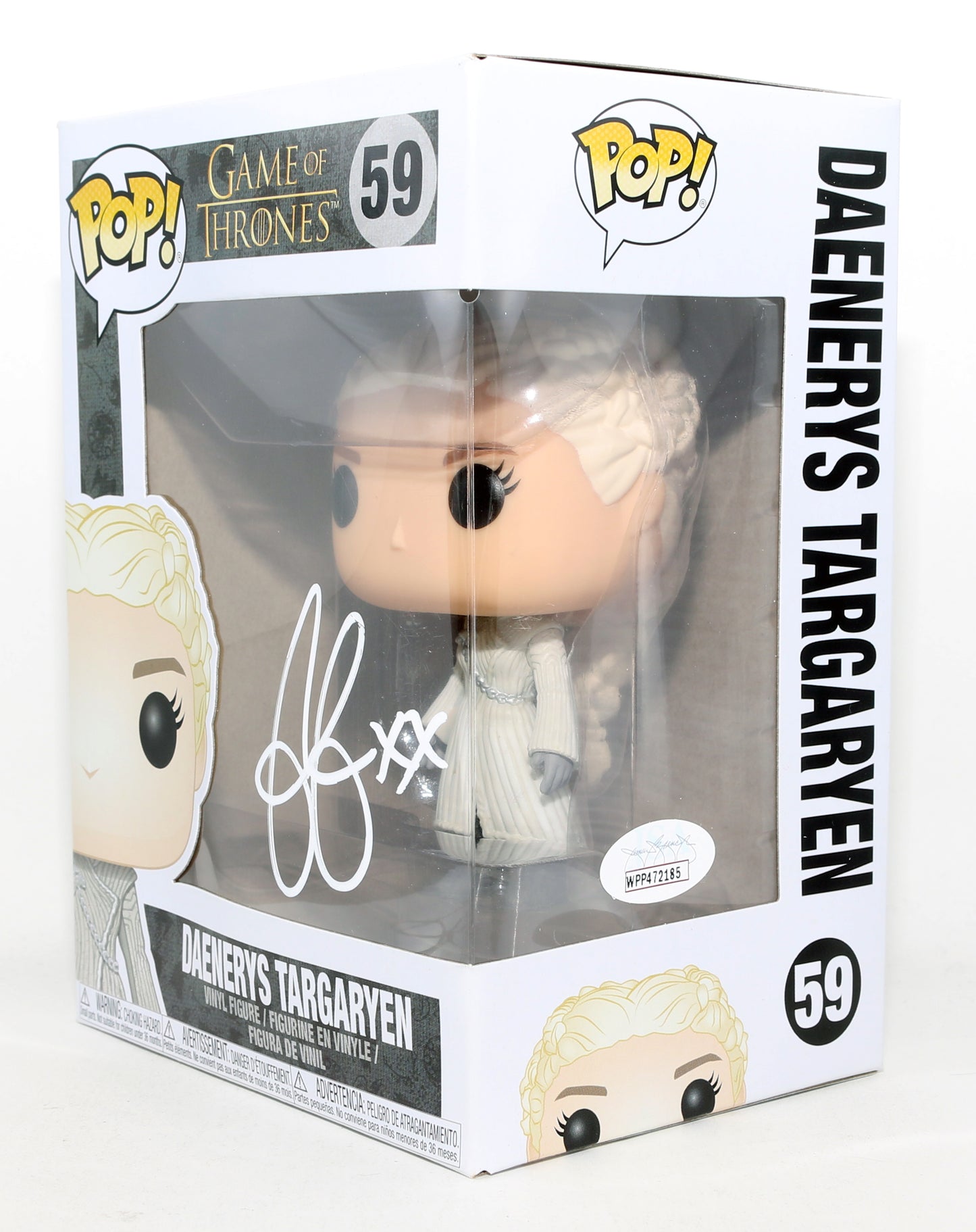 
                  
                    Emilia Clarke as Daenerys Targaryen in HBO's Game of Thrones (JSA) Signed Funko POP! #59
                  
                