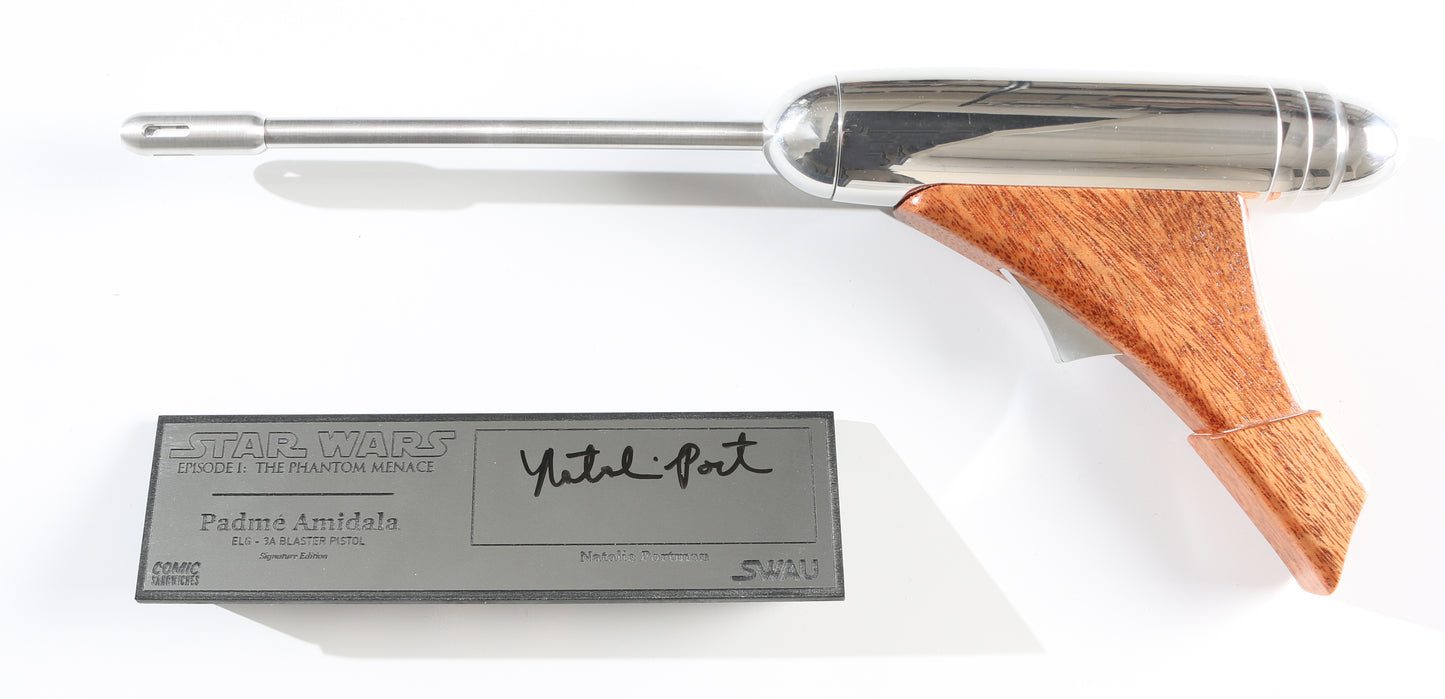 
                  
                    Padme's Prop Replica Blaster from Star Wars Episode I: The Phantom Menace with Plaque (SWAU) Signed by  Natalie Portman
                  
                