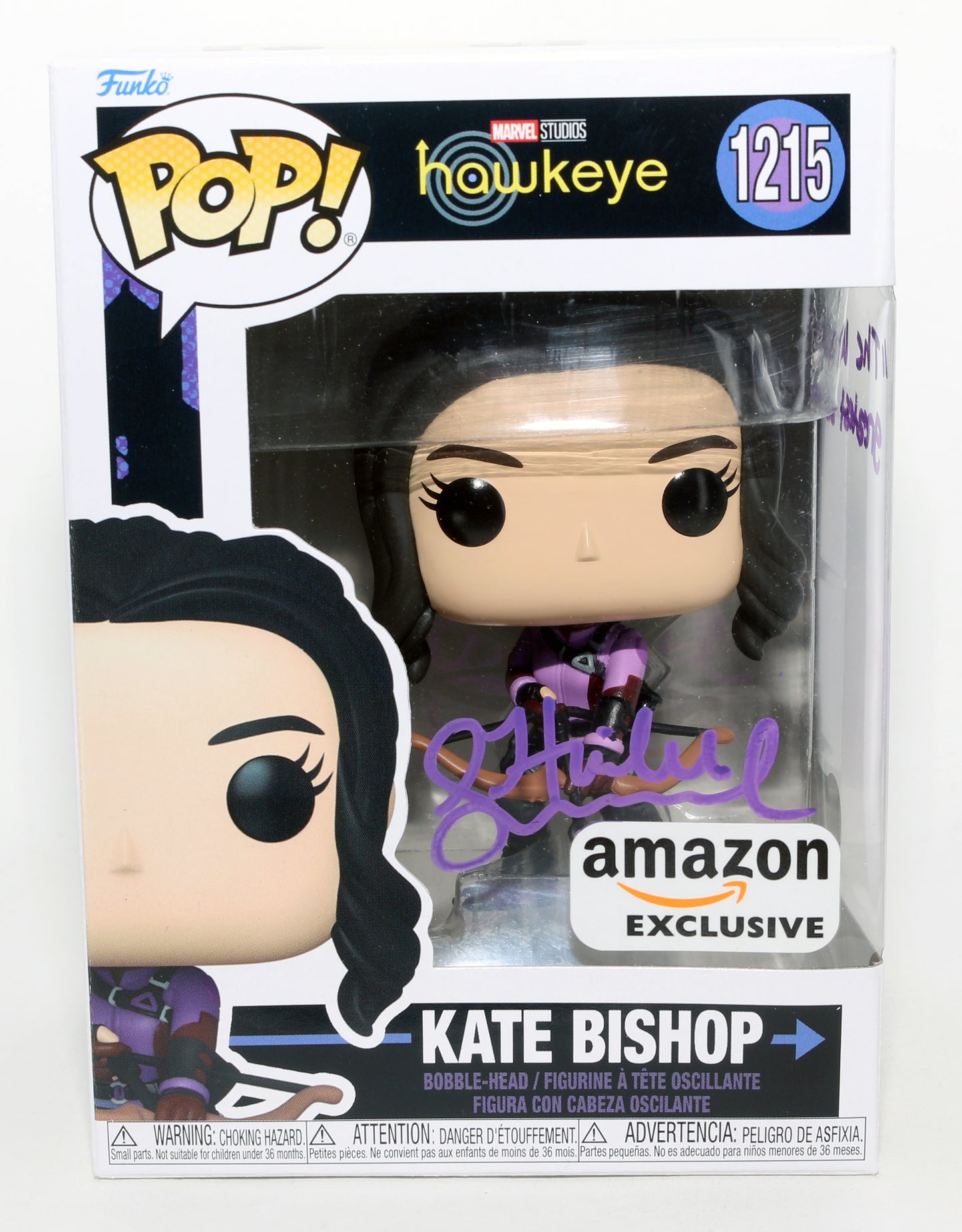 
                  
                    Hailee Steinfeld as Kate Bishop in Hawkeye Amazon Exclusive (Beckett) Signed Funko POP! #1215 with Quote
                  
                