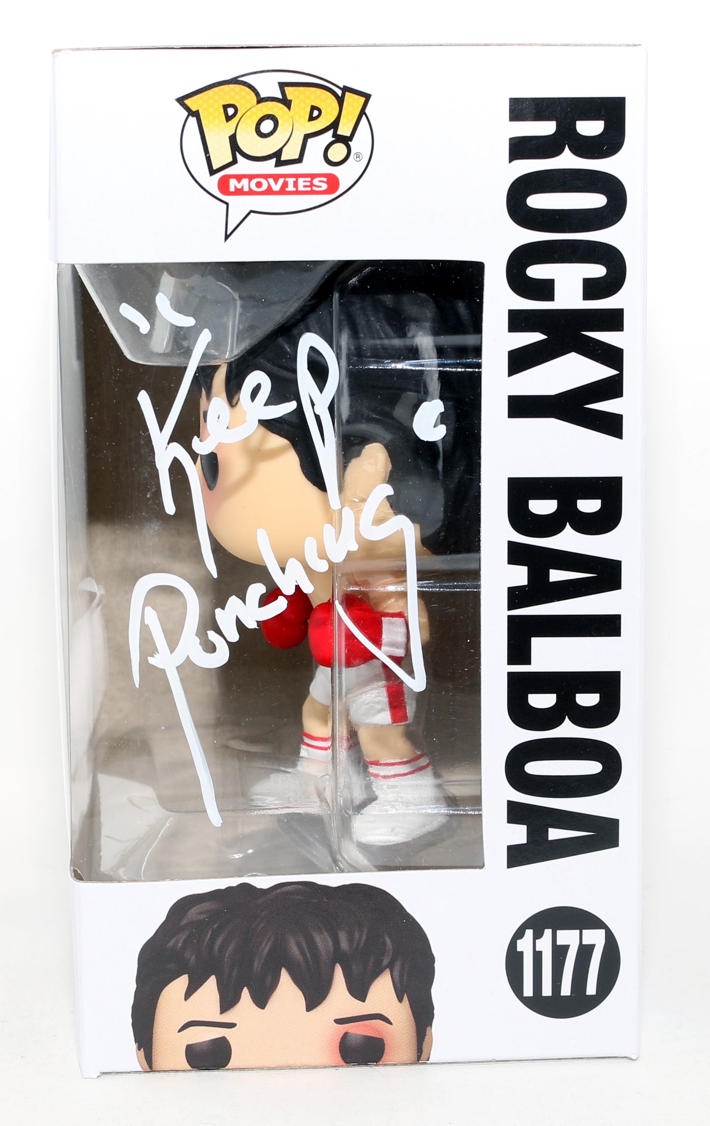 
                  
                    Sylvester Stallone as Rocky Balboa in Rocky (Official Pix) Signed Funko POP! #1177 with Quote
                  
                