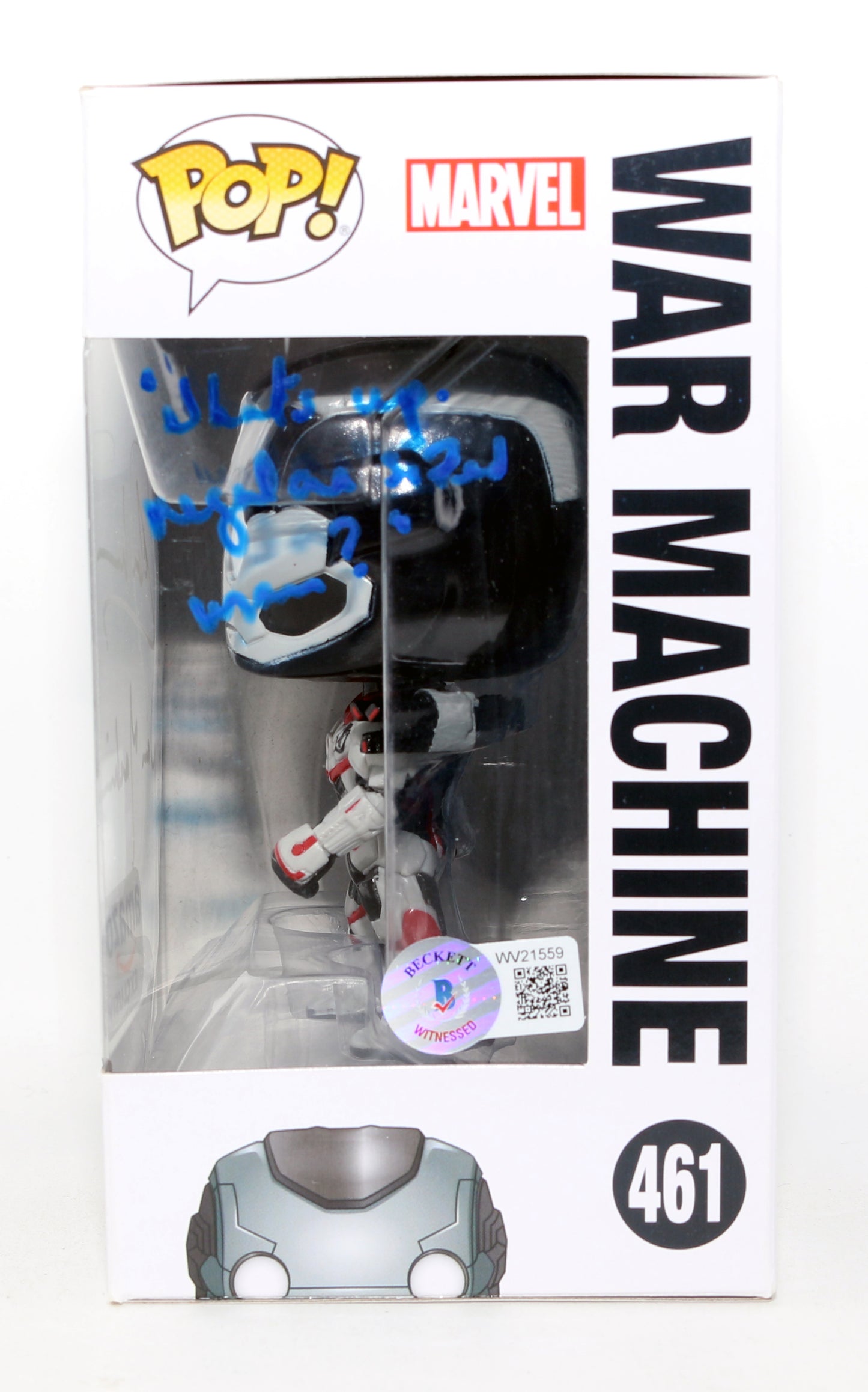
                  
                    Don Cheadle as War Machine in Avengers Amazon Exclusive (Beckett) Signed Funko POP! #461 with Character Name & Quote
                  
                