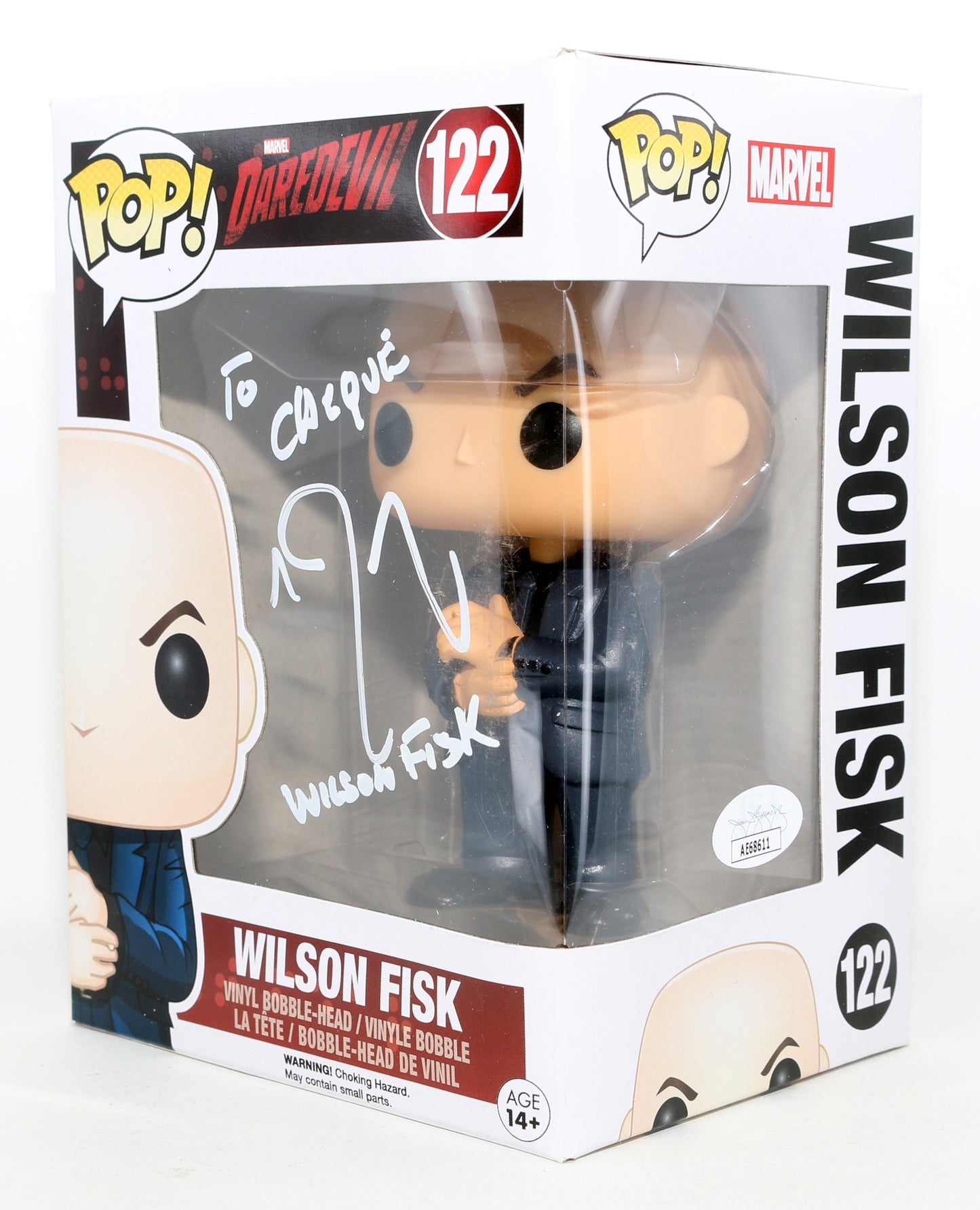 
                  
                    Vincent D'Onofrio as Wilson Fisk / Kingpin in Daredevil (JSA) Signed Funko POP! #122 with Character Name
                  
                