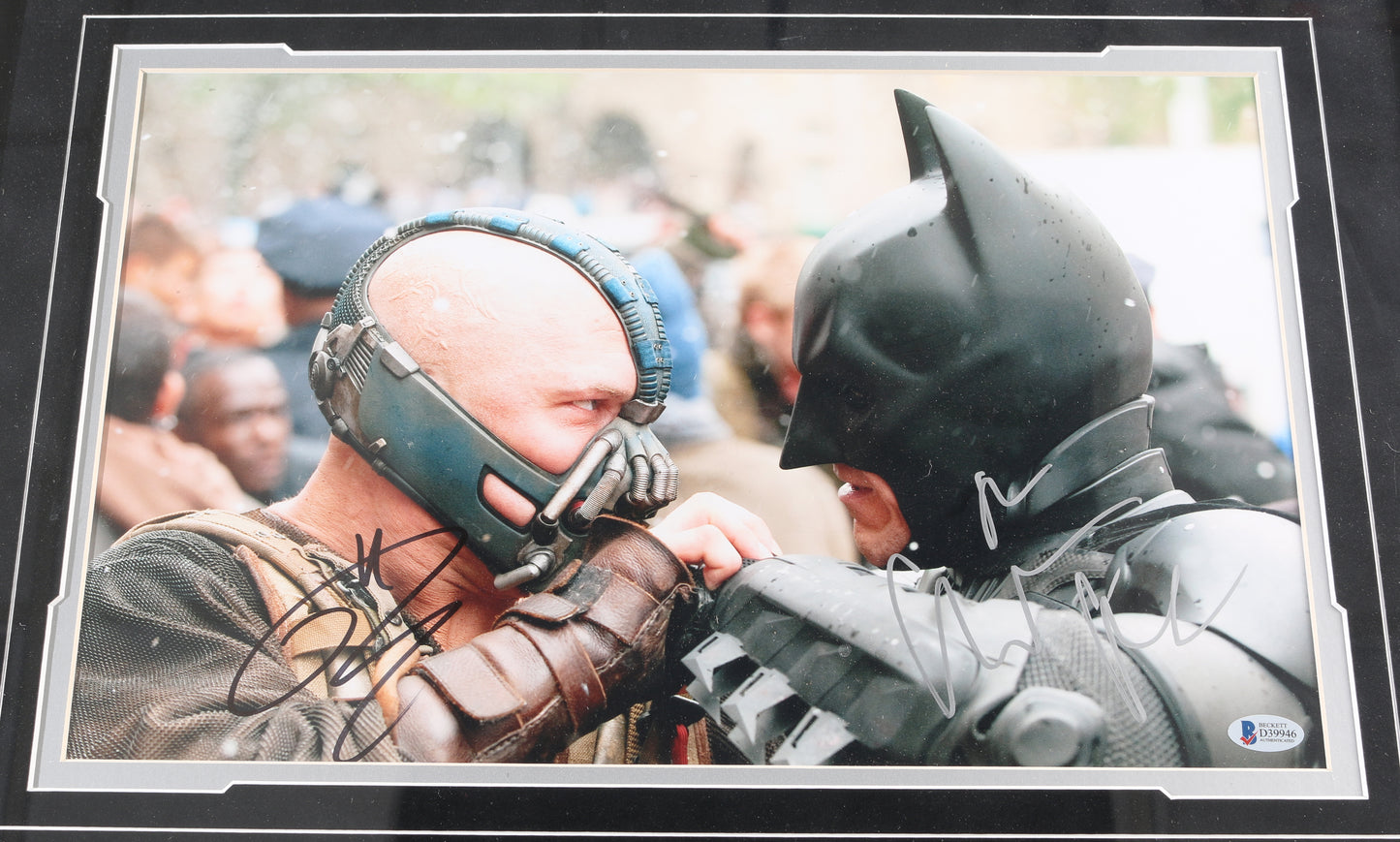 
                  
                    Christian Bale as Batman & Tom Hardy as Bane in The Dark Knight Rises (Beckett) Framed Signed 11x17 Photo
                  
                