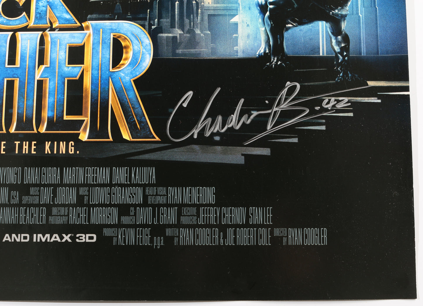 
                  
                    Black Panther 27x40 Poster Cast Signed by Chadwick Boseman, Michael B. Jordan, & Letitia Wright
                  
                
