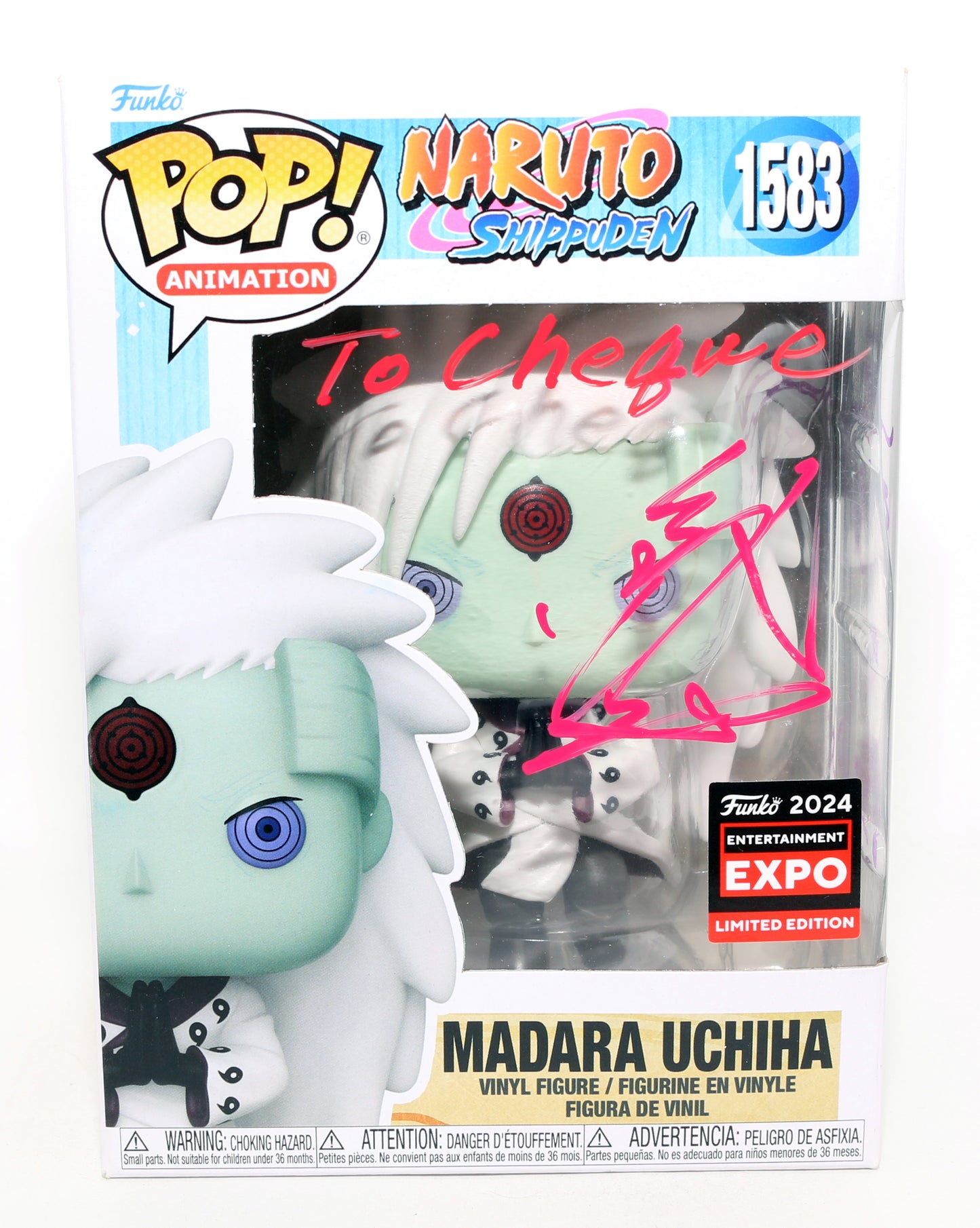 
                  
                    Naoya Uchida as Madara Uchiha in Naruto Shippuden 2024 Entertainment Expo Limited Edition (SWAU) Signed Funko POP! #1583 with Quote
                  
                