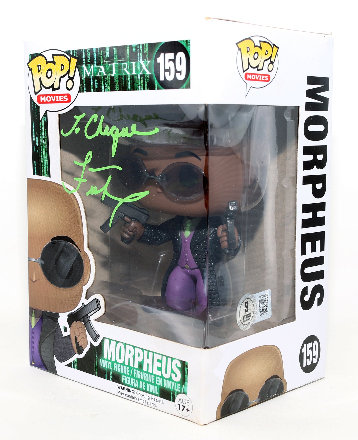 
                  
                    Laurence Fishburne as Morpheus in The Matrix (Beckett Witnessed) Signed Funko POP! #159
                  
                