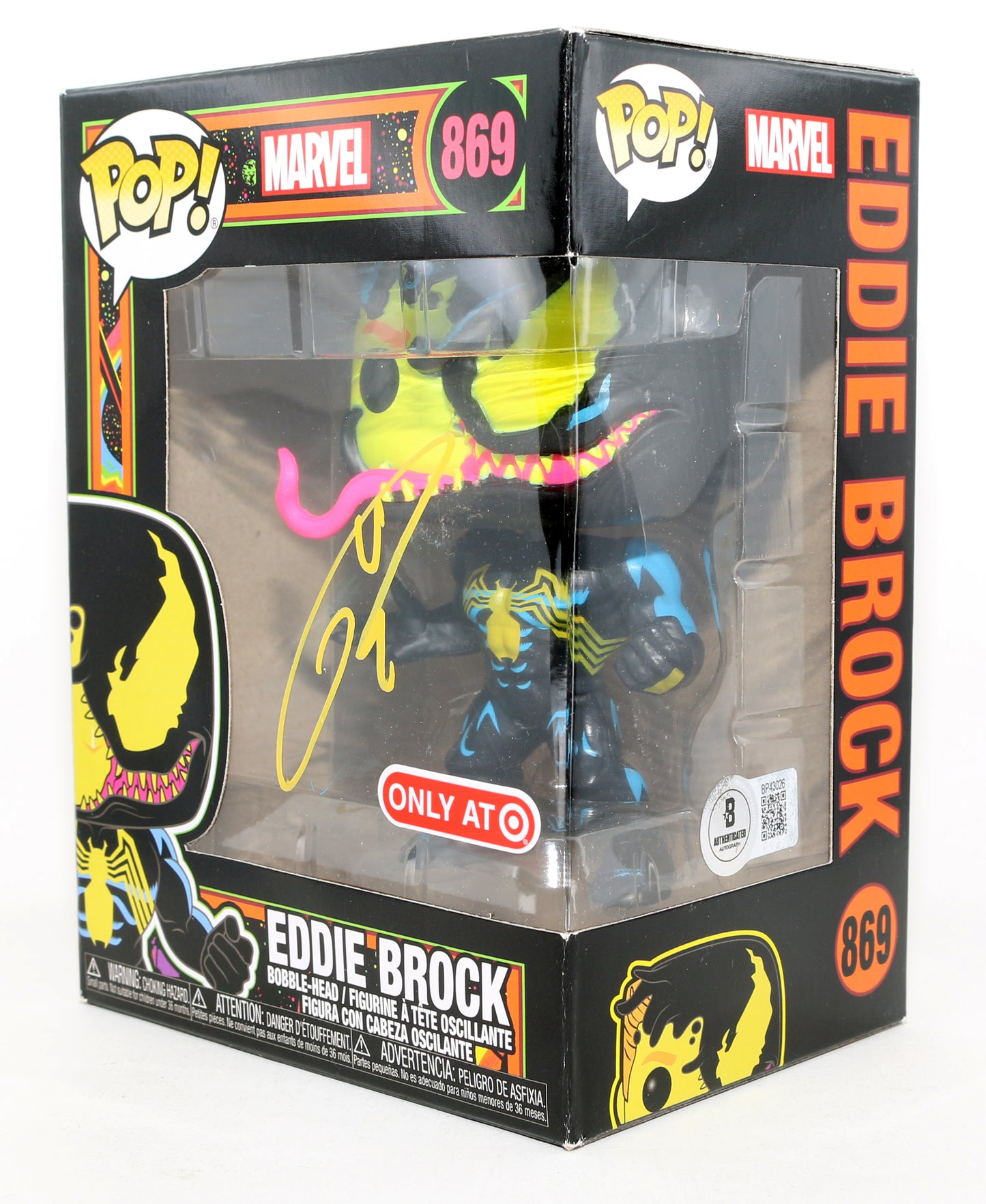 
                  
                    Tom Hardy as Eddie Brock / Venom in Venom Marvel Blacklight Target Exclusive (Beckett) Signed Funko POP! #869
                  
                