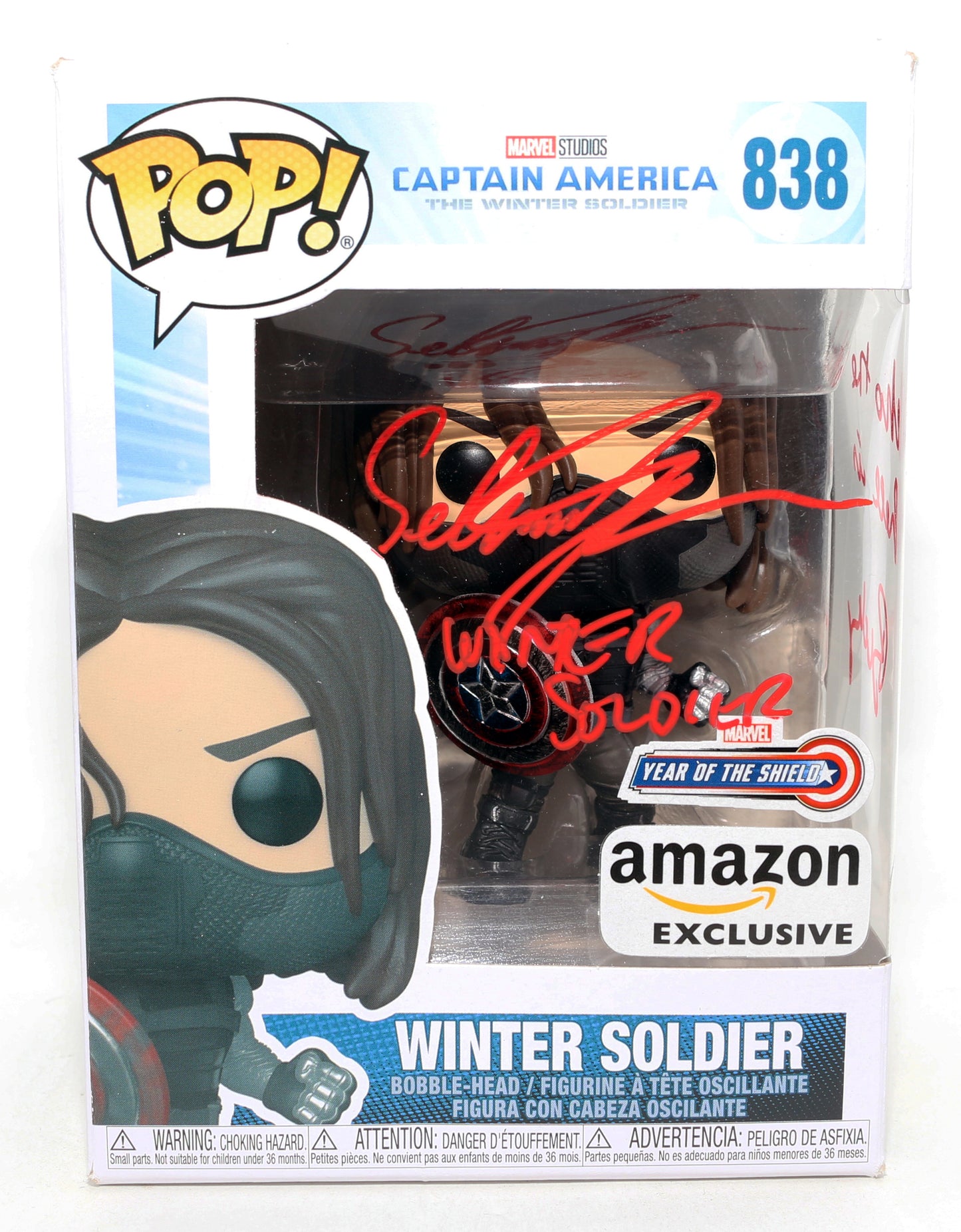 
                  
                    Sebastian Stan as Winter Soldier in Captain America: The Winter Soldier Year of the Shield Amazon Exclusive (JSA) Signed Funko POP! #838 with Character Name & Quote
                  
                