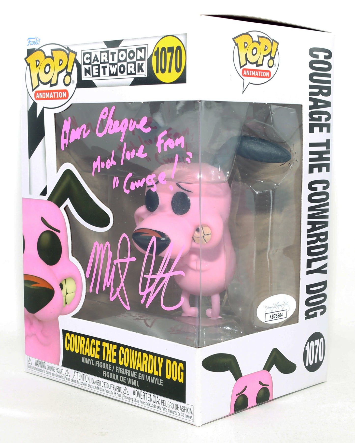 
                  
                    Marty Grabstein as Courage in Courage The Cowardly Dog (JSA) Signed Funko POP! #1070 with Character Name
                  
                