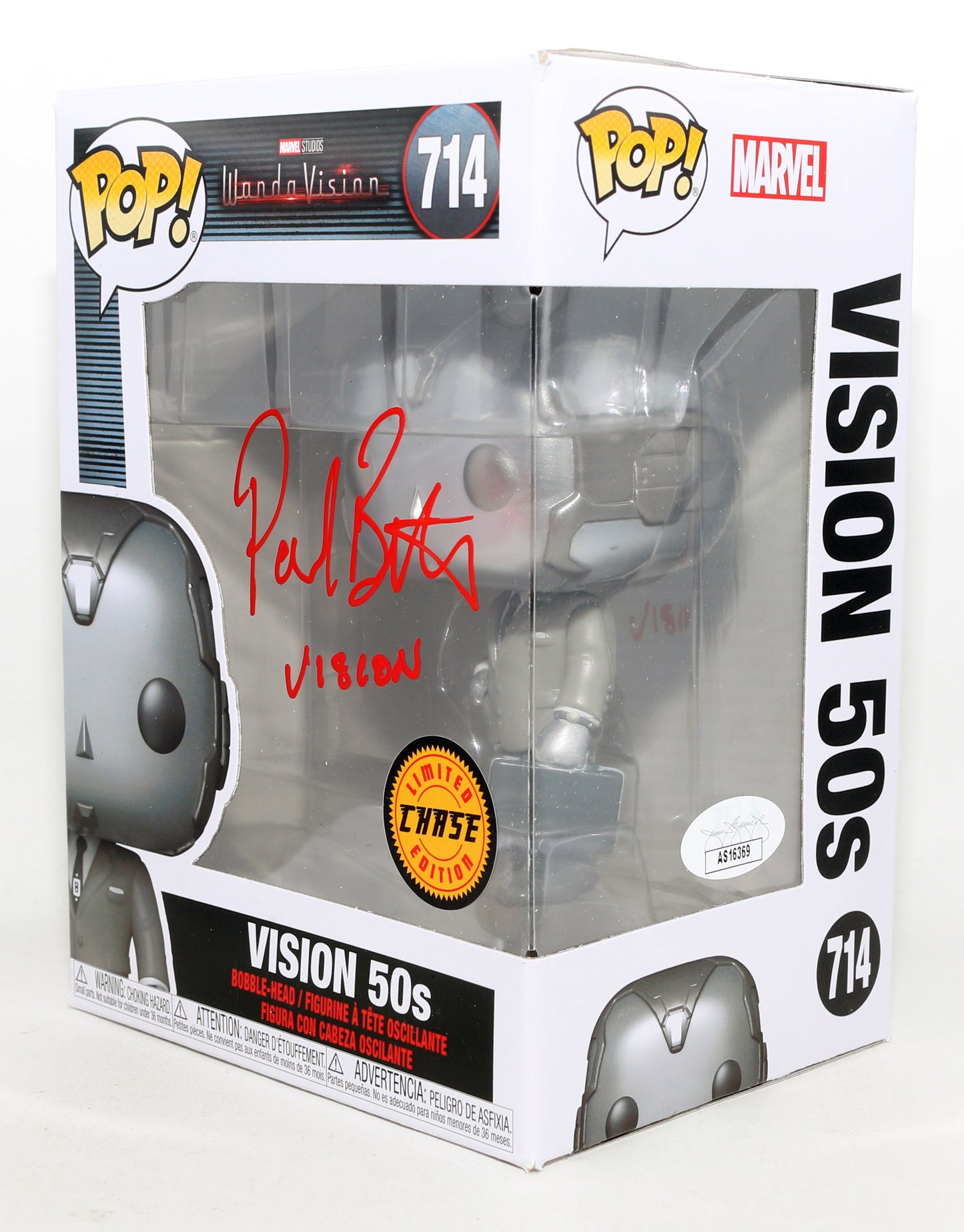 
                  
                    Paul Bettany as Vision [50's] in WandaVision Limited Chase Edition (JSA) Signed Funko POP! #714 with Character Name
                  
                