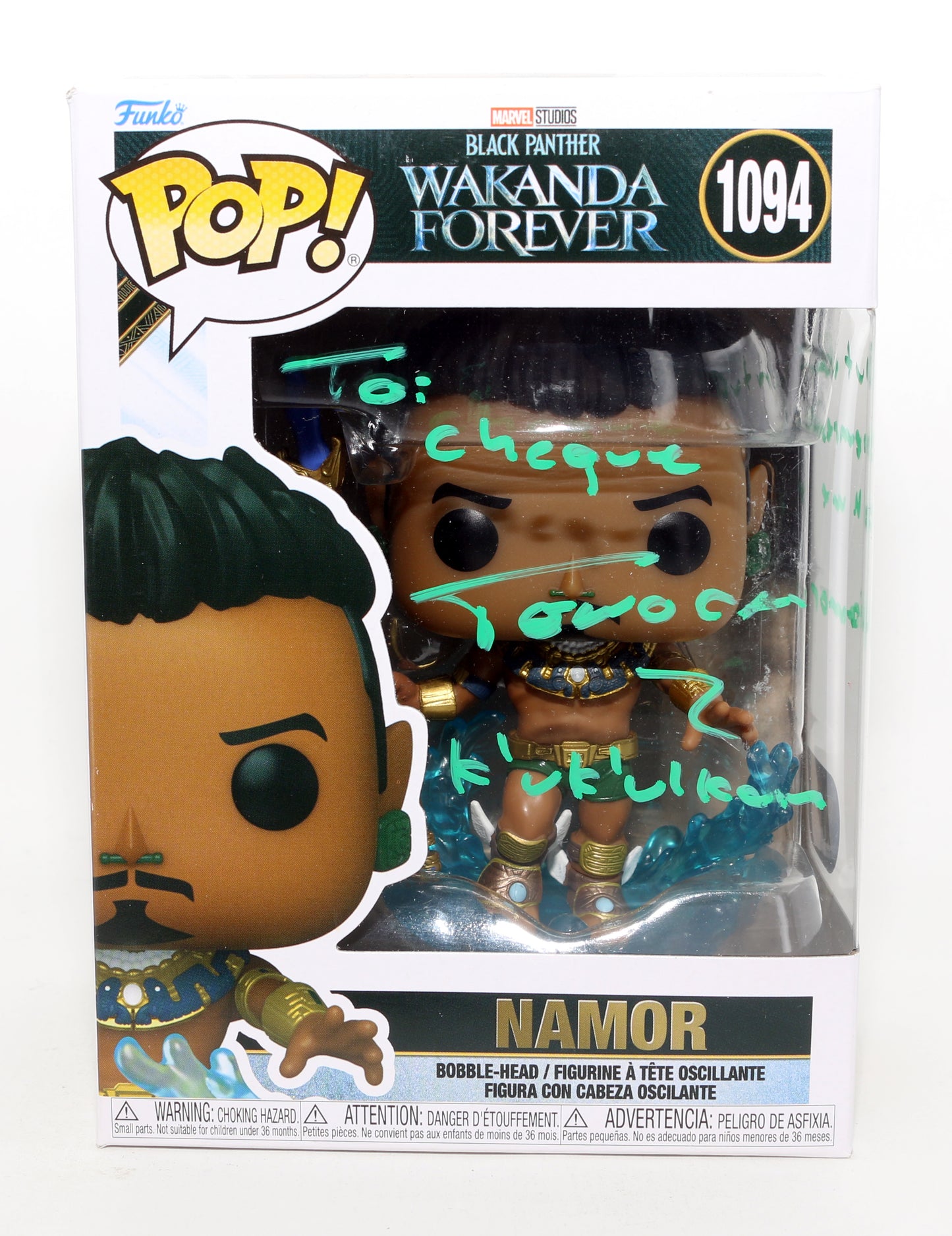 
                  
                    Tenoch Huerta as Namor in Black Panther: Wakanda Forever (SWAU) Signed Funko POP! #1094 with Character Name & Quote
                  
                