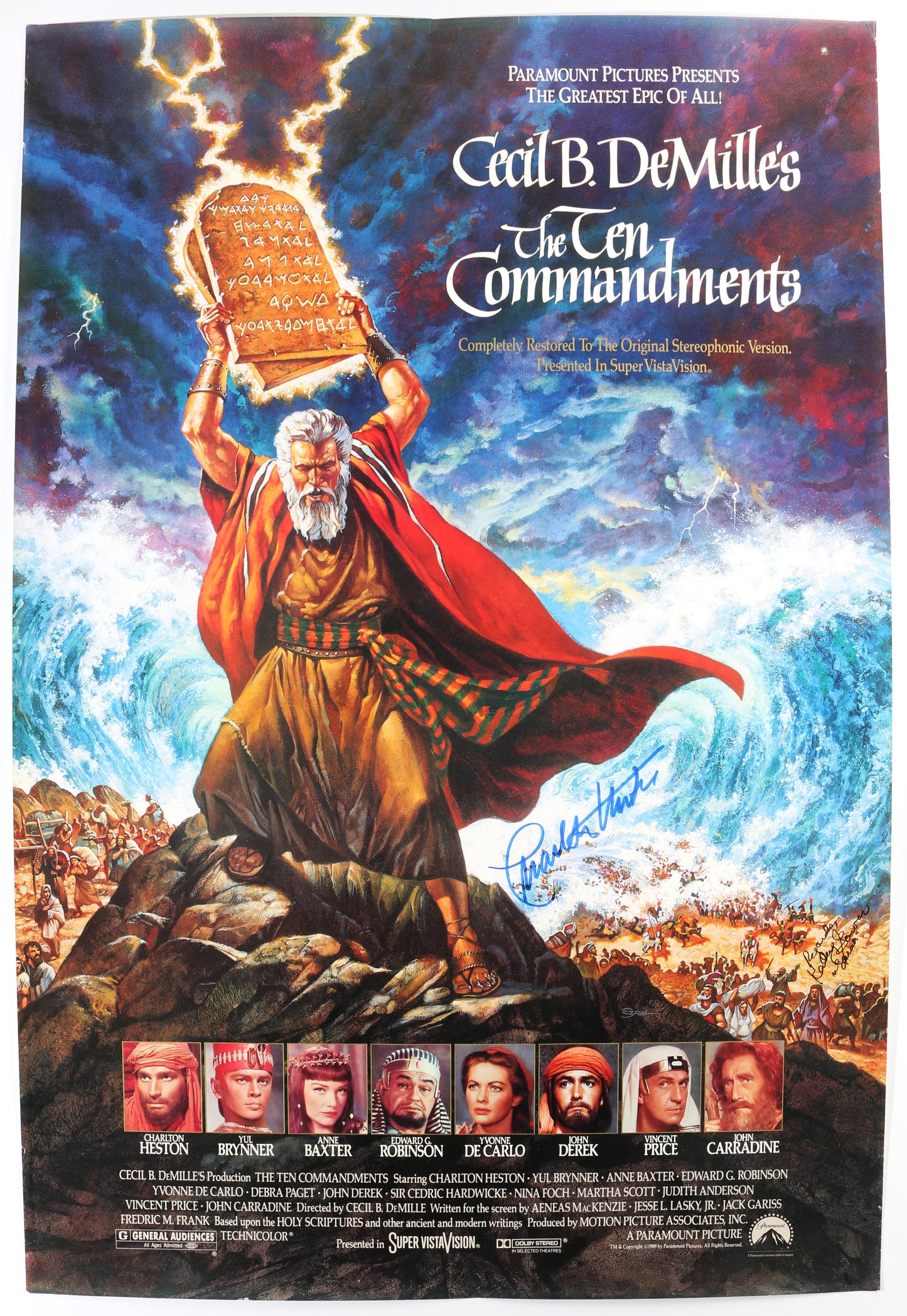 
                  
                    Charlton Heston as Moses in The Ten Commandments Signed 27x40 Poster
                  
                