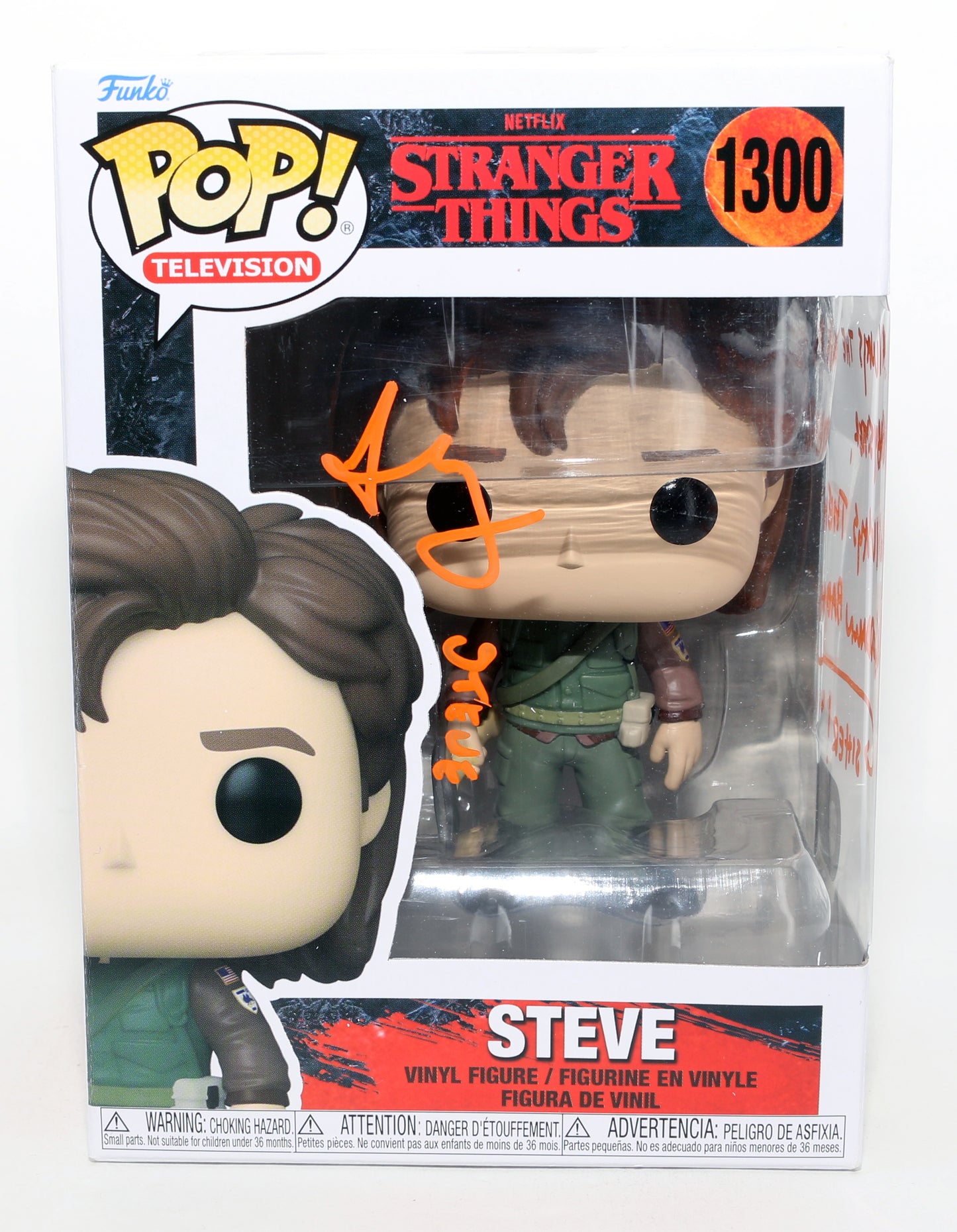 
                  
                    Joe Keery as Steve Harrington in Stranger Things (SWAU) Signed Funko POP! #1300 with Character Name & Quote
                  
                