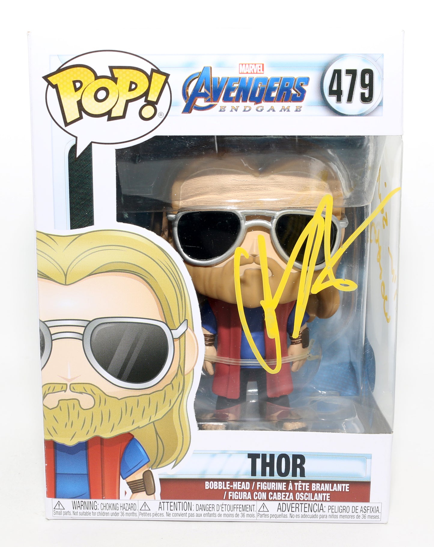 
                  
                    Chris Hemsworth as Thor in Avengers: Endgame (SWAU) Signed Funko POP! #479 with Quote
                  
                