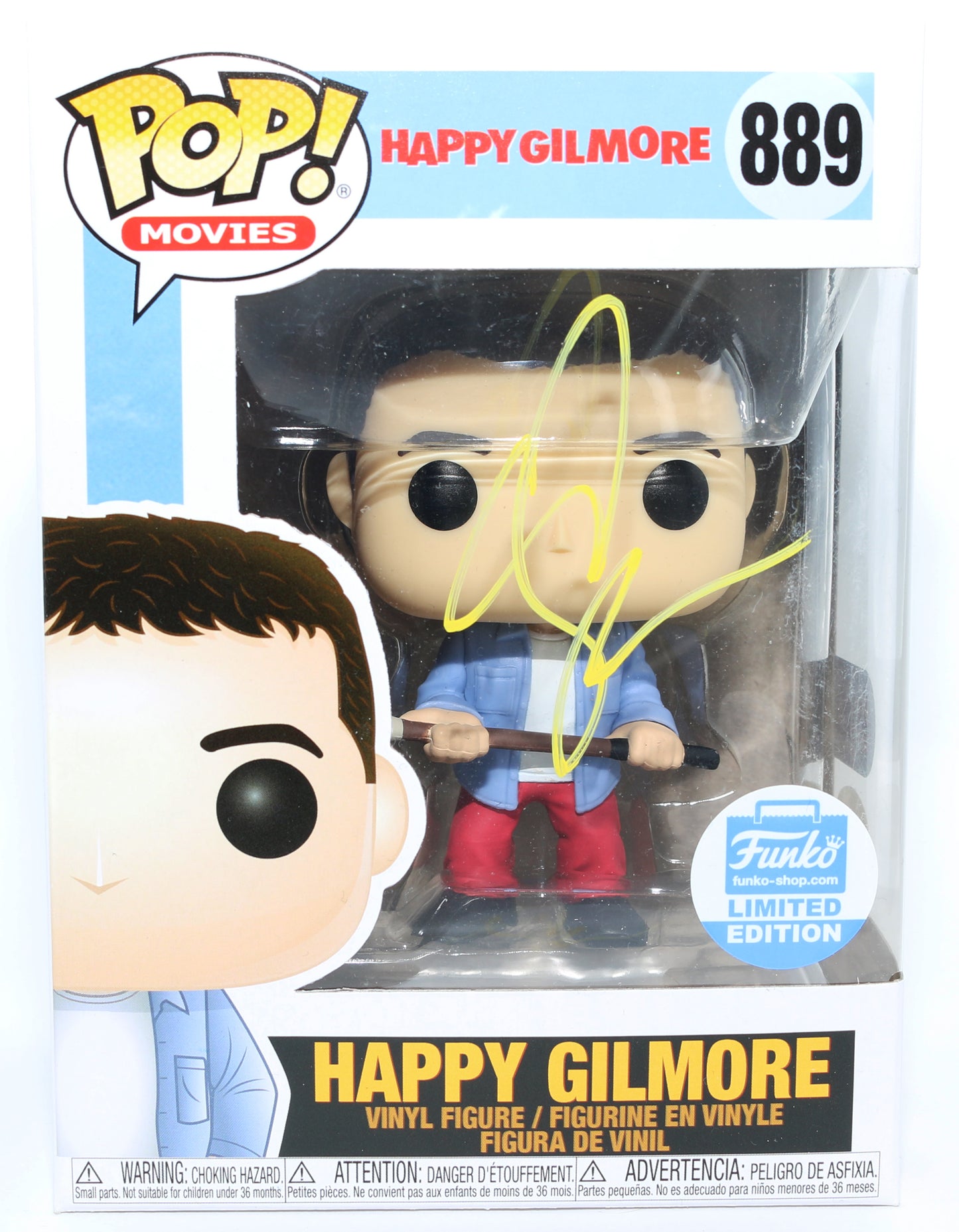 
                  
                    Adam Sandler as Happy Gilmore in Happy Gilmore Funko Store Limited Edition (SWAU / ACOA) Signed Funko POP! #889
                  
                