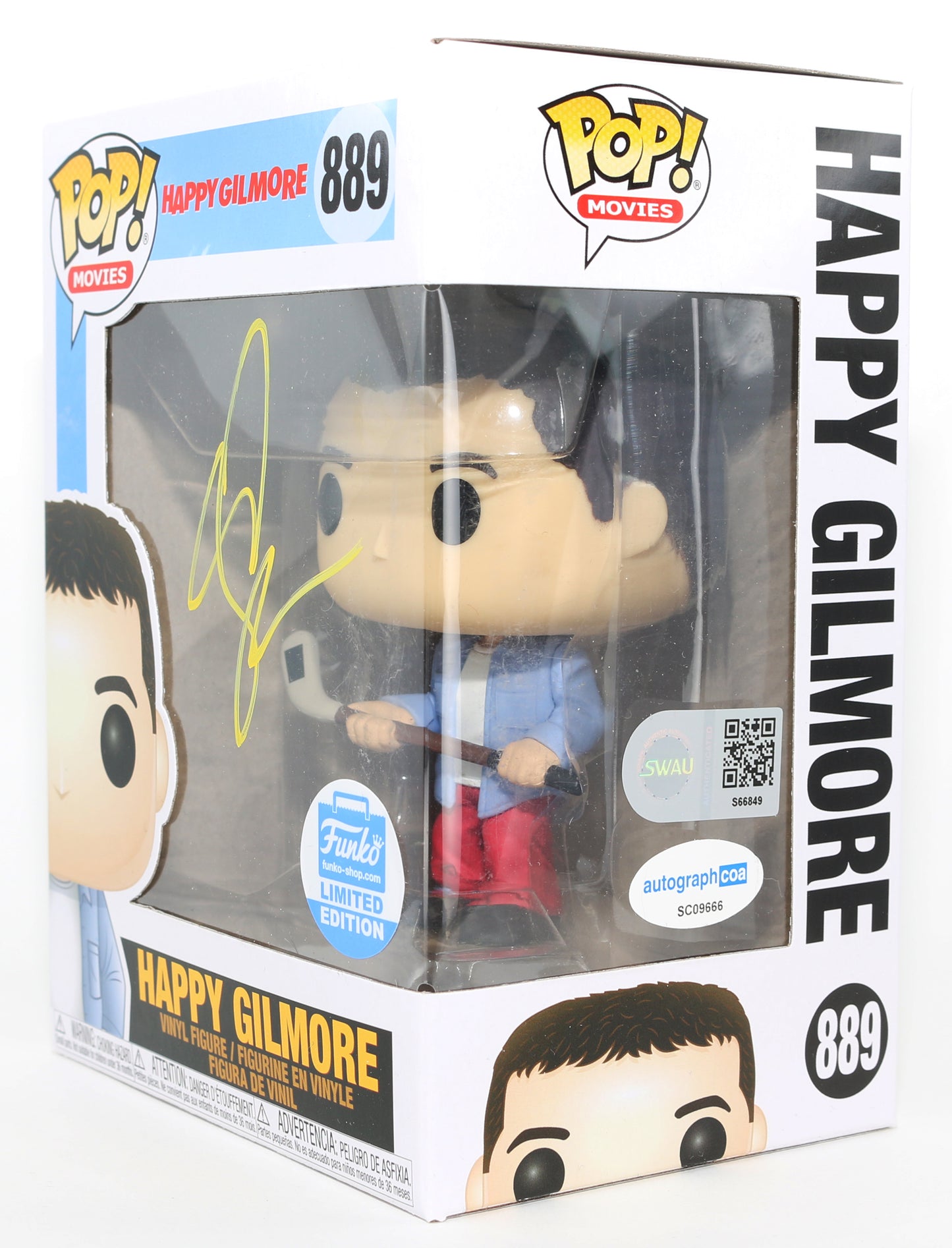 
                  
                    Adam Sandler as Happy Gilmore in Happy Gilmore Funko Store Limited Edition (SWAU / ACOA) Signed Funko POP! #889
                  
                