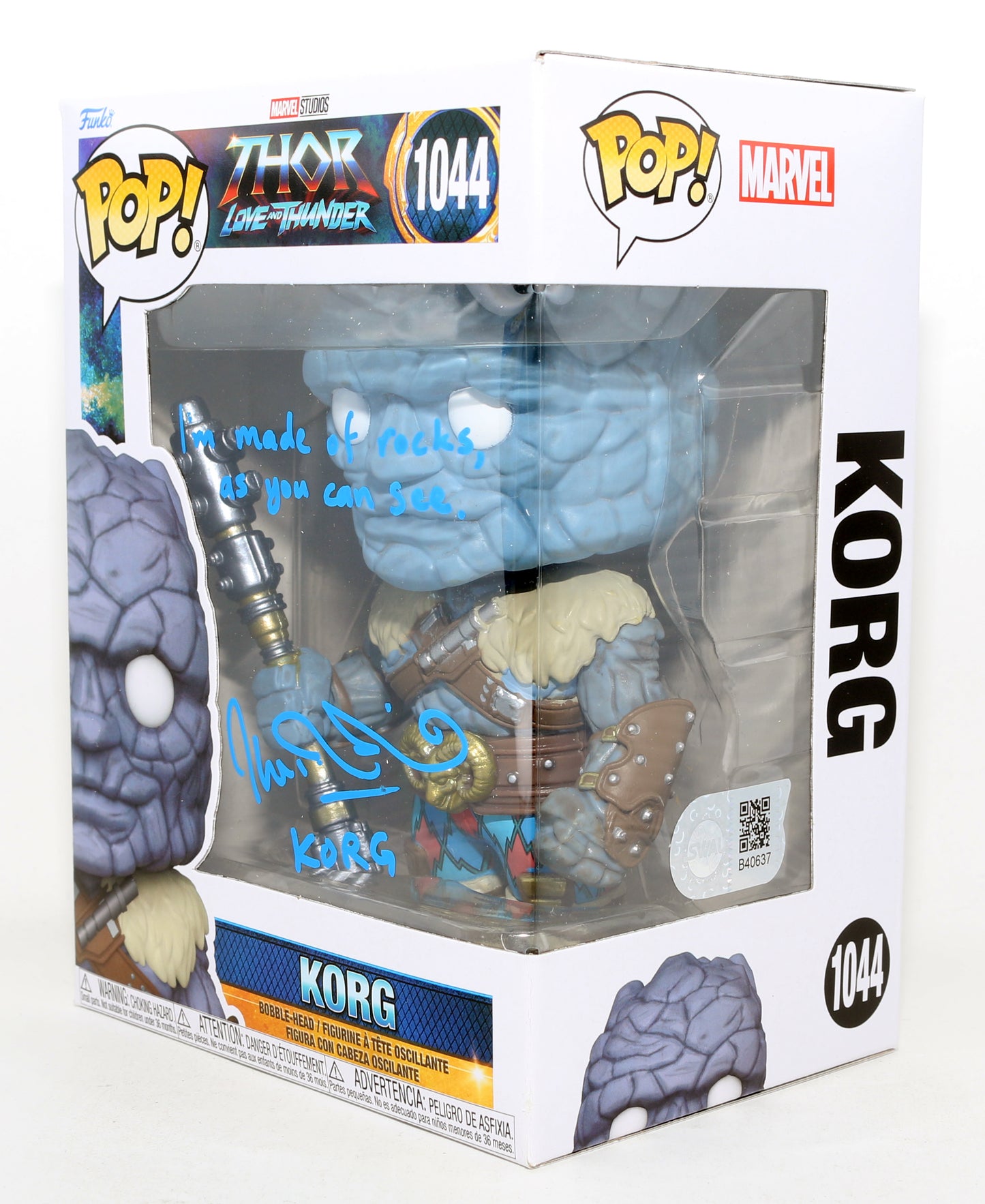 
                  
                    Taika Waititi as Korg in Thor: Love & Thunder (SWAU) Signed Funko POP! #1044 with Character Name & Quote
                  
                