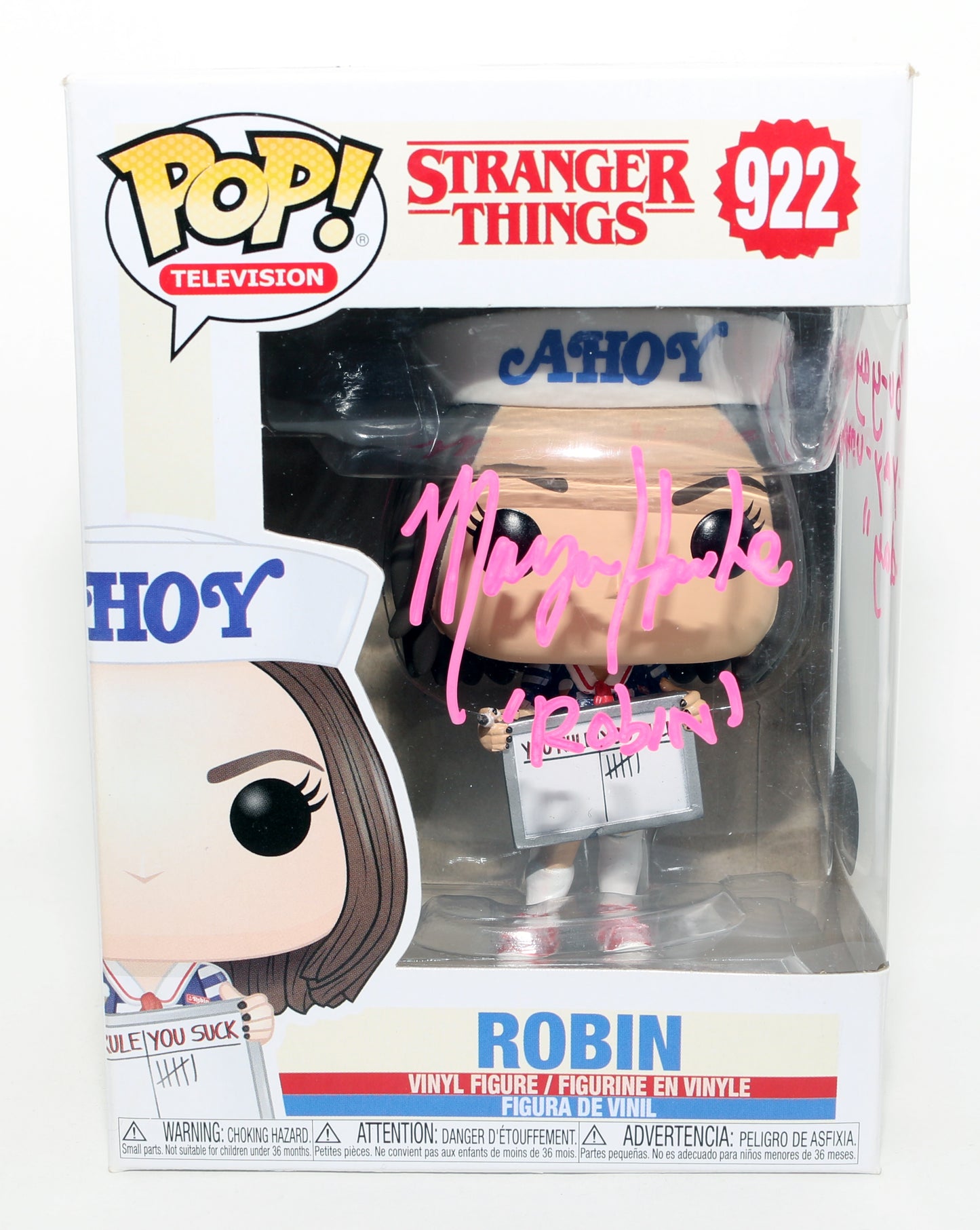 
                  
                    Maya Hawke as Robin in Stranger Things (SWAU) Signed Funko POP! #922 with Character Name & Quote
                  
                