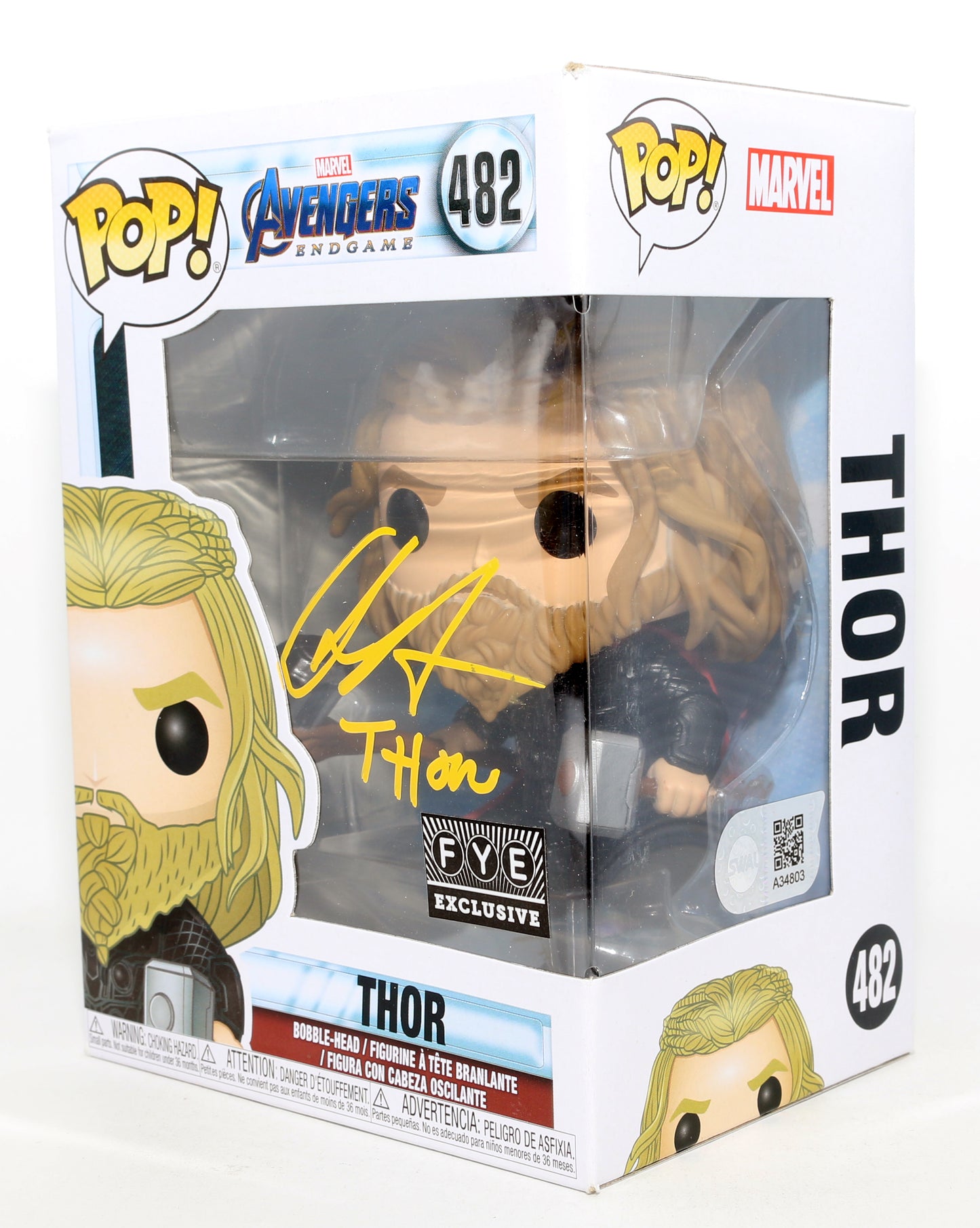 
                  
                    Chris Hemsworth as Thor in Avengers: Endgame FYE Exclusive (SWAU) Signed Funko POP! #482 with Character Name
                  
                