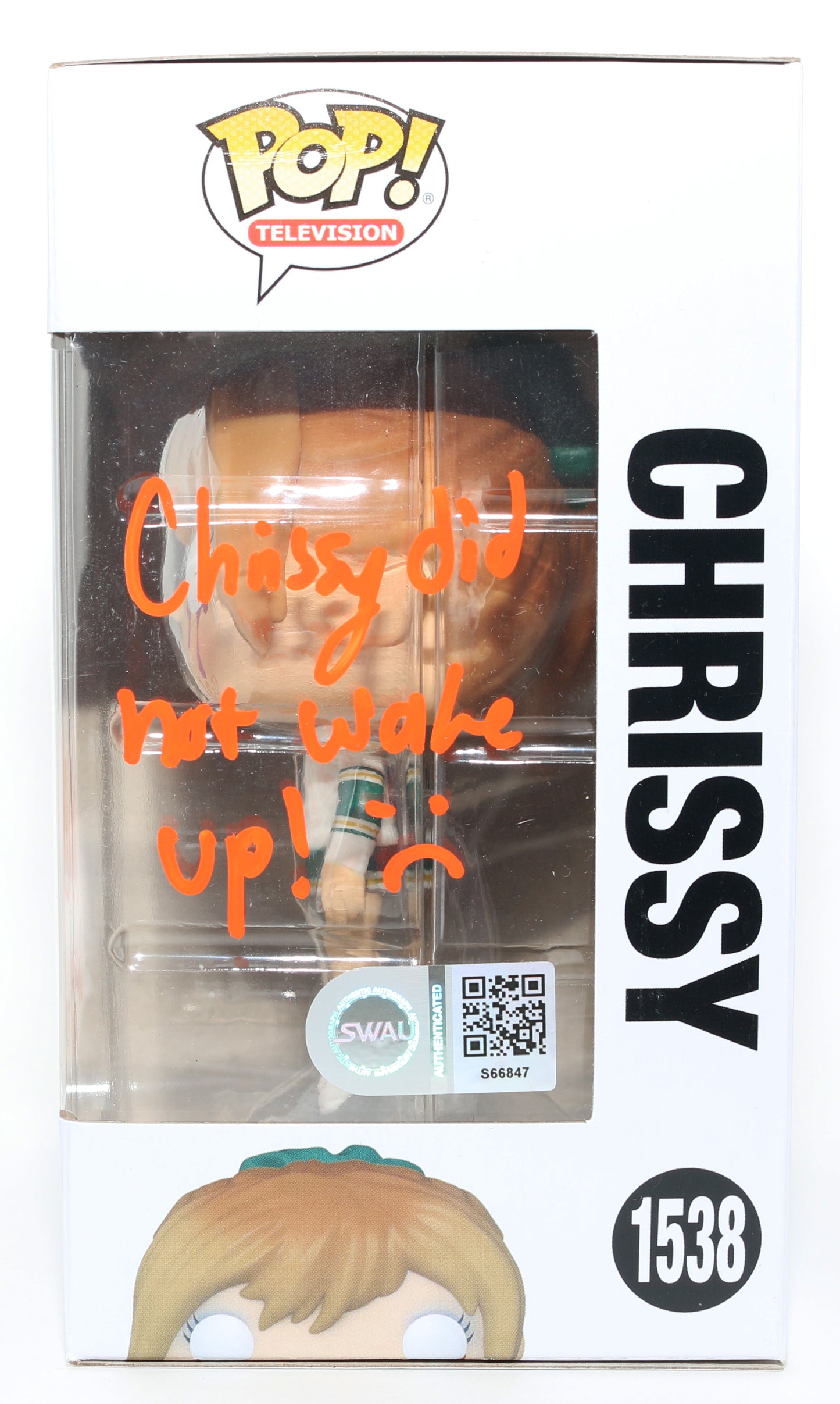 
                  
                    Grace Van Dien as Chrissy Cunningham in Stranger Things (SWAU) Signed Funko POP! #1538 with Character Name & Quote
                  
                