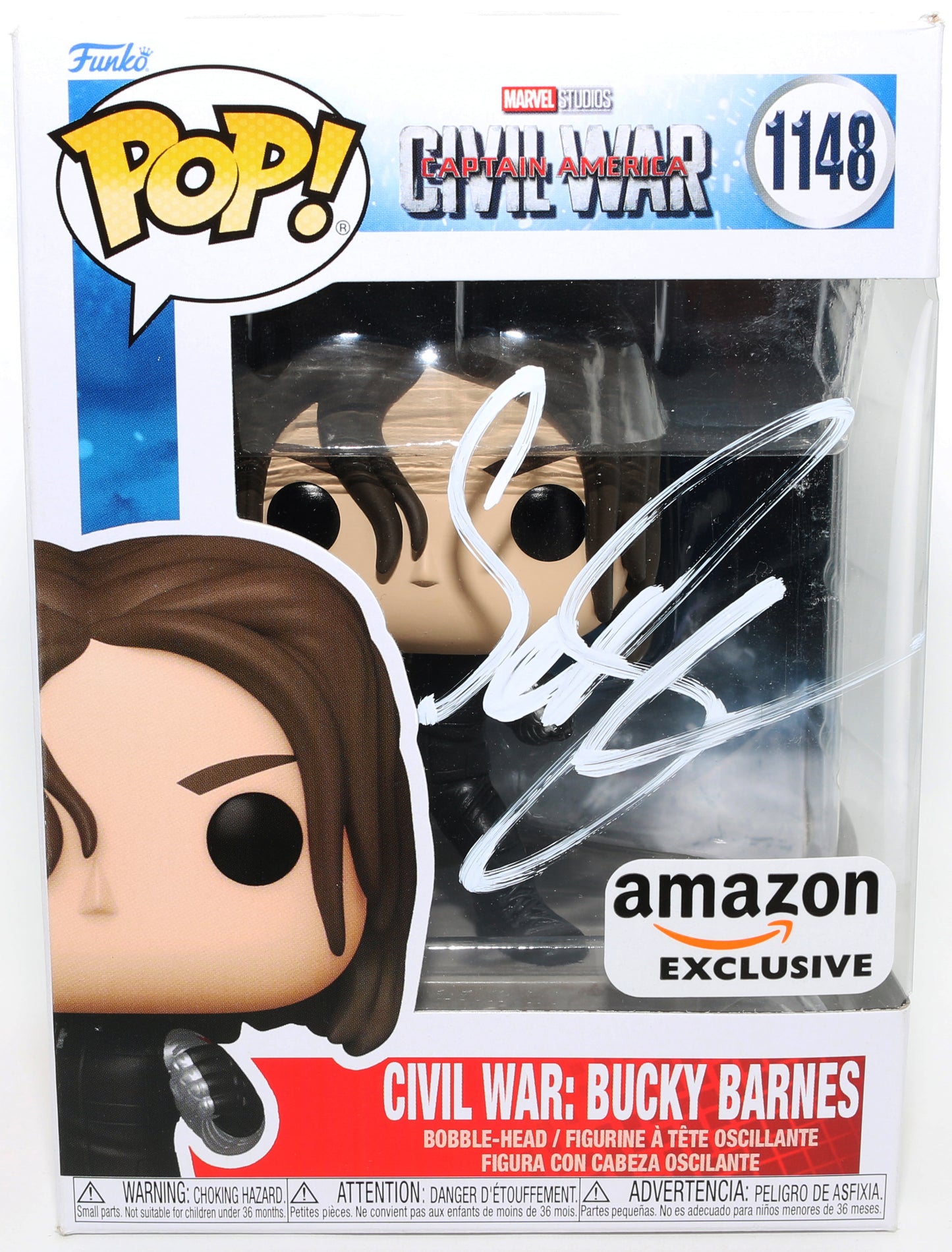 
                  
                    Sebastian Stan as Bucky Barnes in Captain America: Civil War Amazon Exclusive (JSA) Signed Funko POP! #1148
                  
                