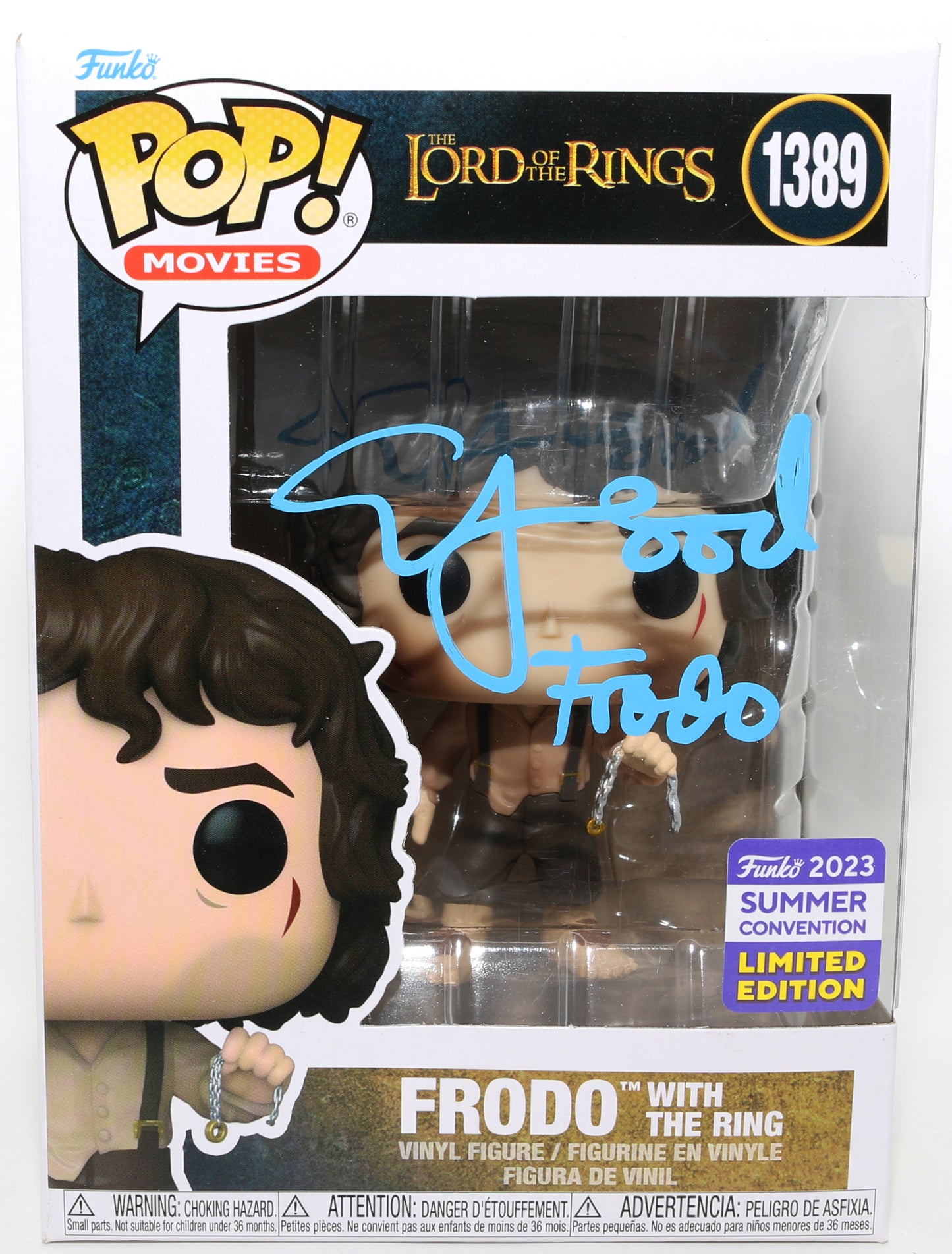 
                  
                    Elijah Wood as Frodo Baggins [With the Ring] in The Lord of the Rings: The Return of the King 2023 Summer Convention Limited Edition Signed Funko POP! #1389 with Character Name
                  
                